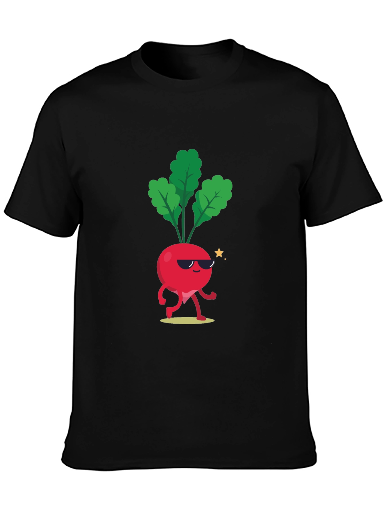 Black Cool Beet T-Shirt - Funny Cartoon Vegetable Tee view 3