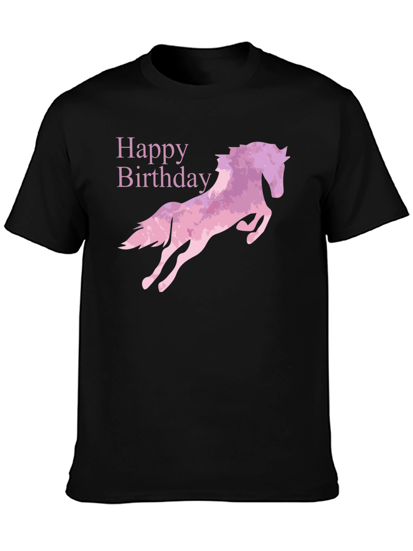 Black Happy Birthday Horse Graphic T-Shirt - Black view 3