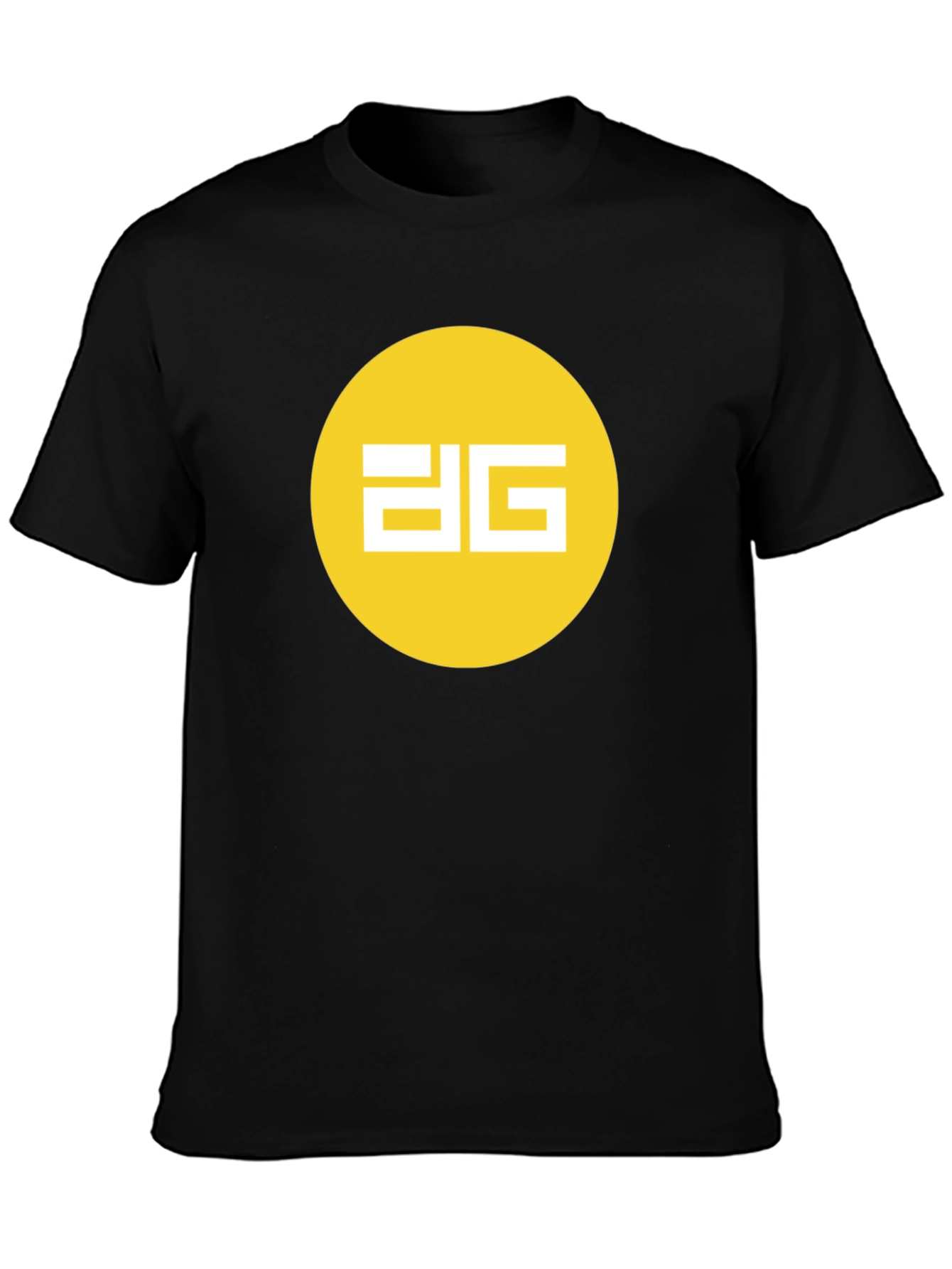 Black Modern Black Tee - Yellow Circle Graphic Design view 3