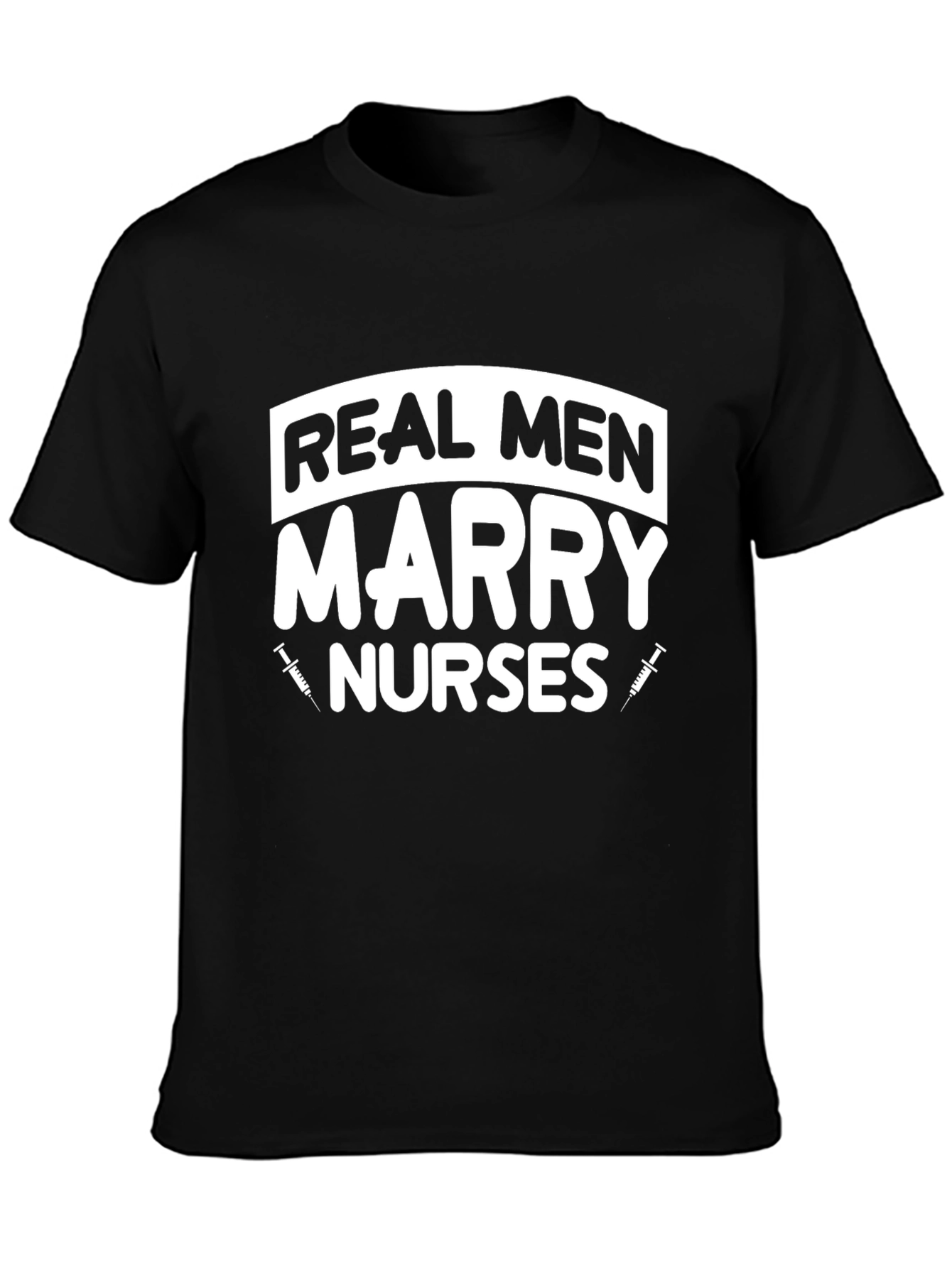 Black Real Men Marry Nurses Graphic Tee view 3