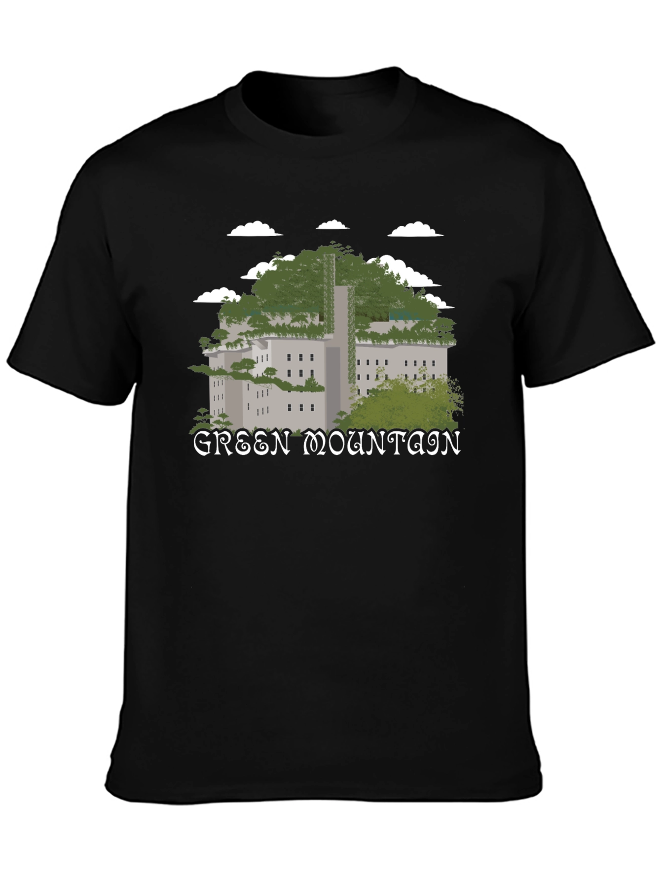 Black Green Mountain Graphic T-Shirt - Nature Inspired Tee view 3
