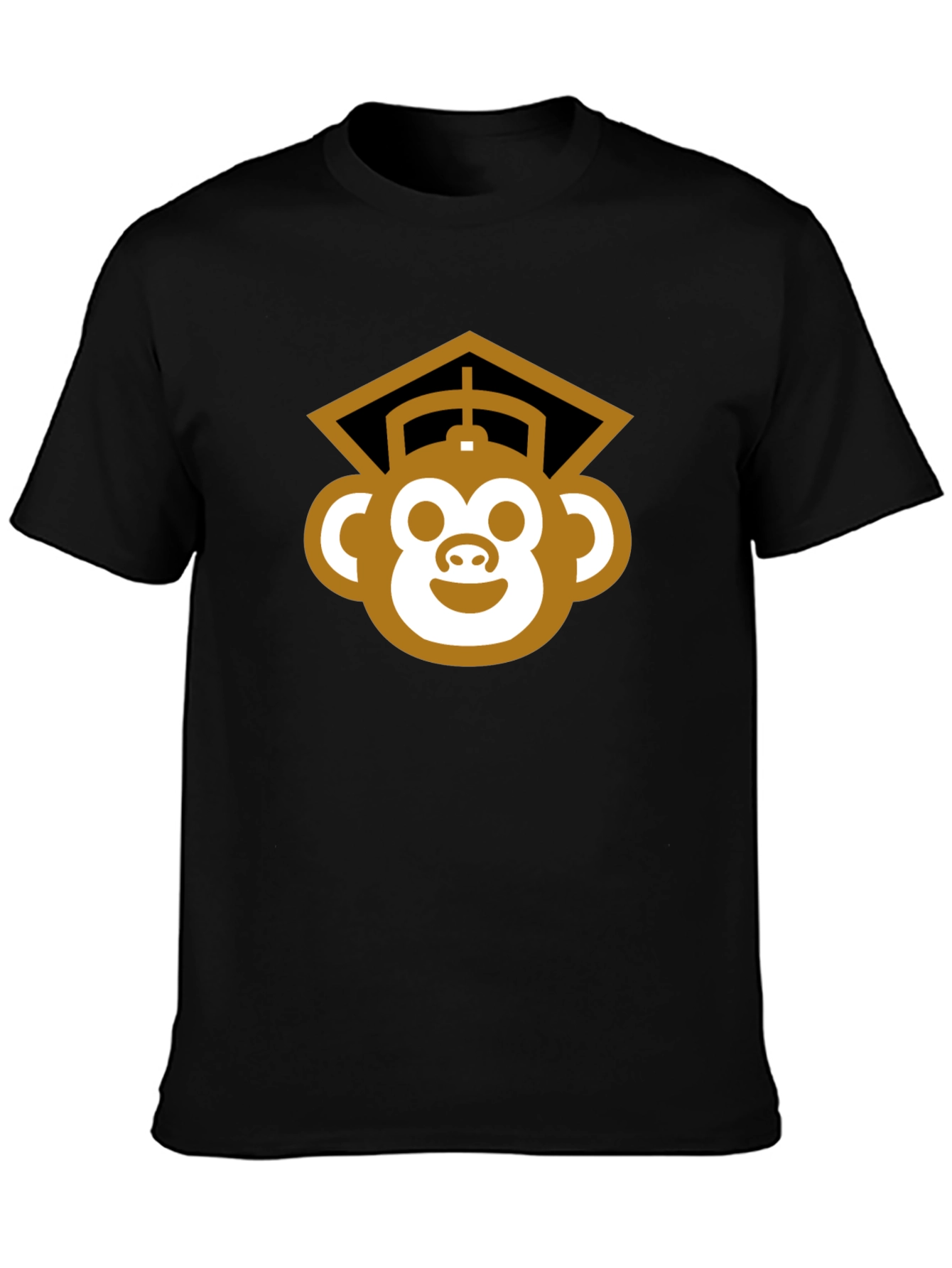 Black Graduation Monkey Tee - Black Cotton Blend T-Shirt view 3