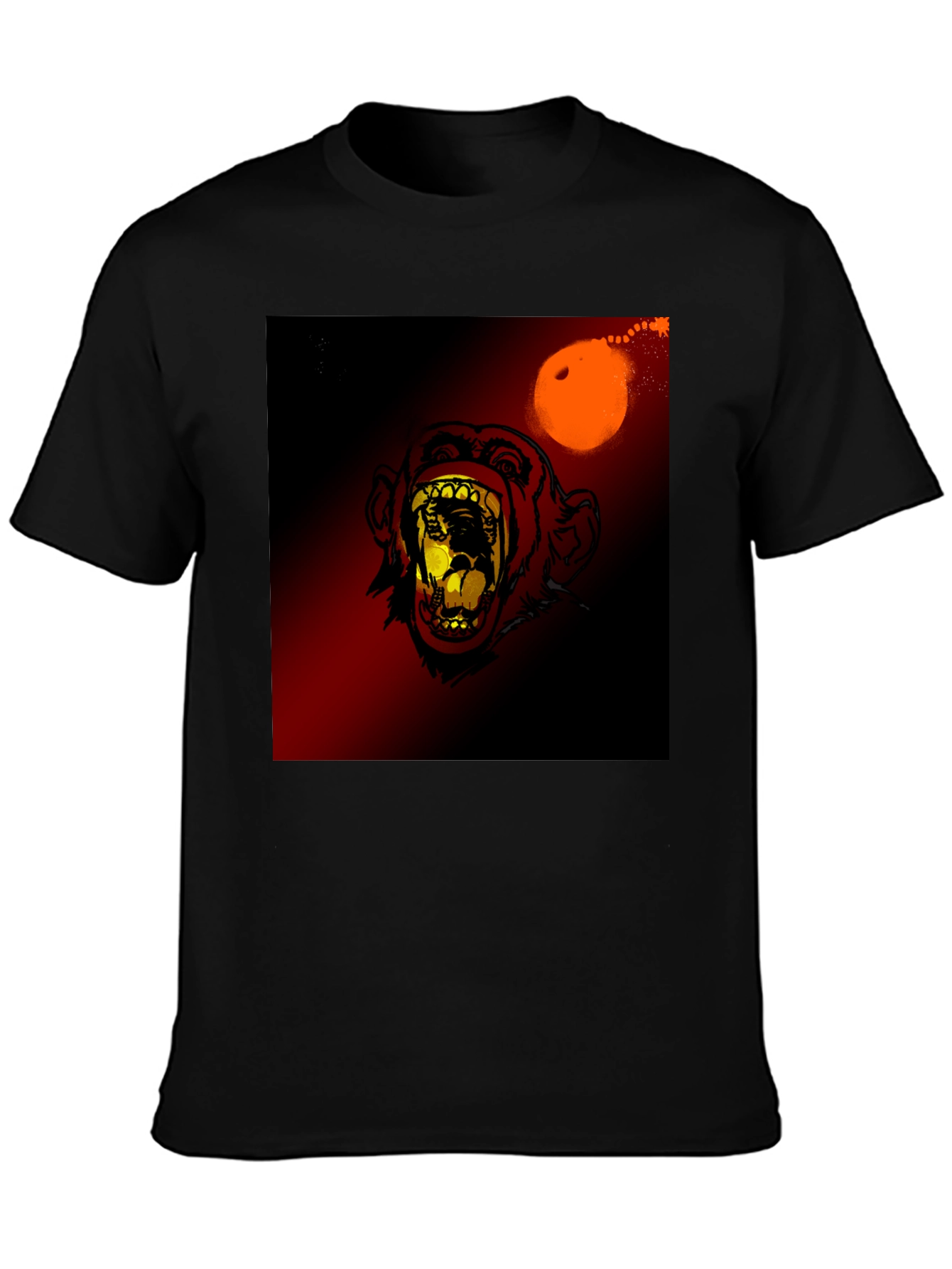 Black Monkey Face Graphic Print T-Shirt view 3