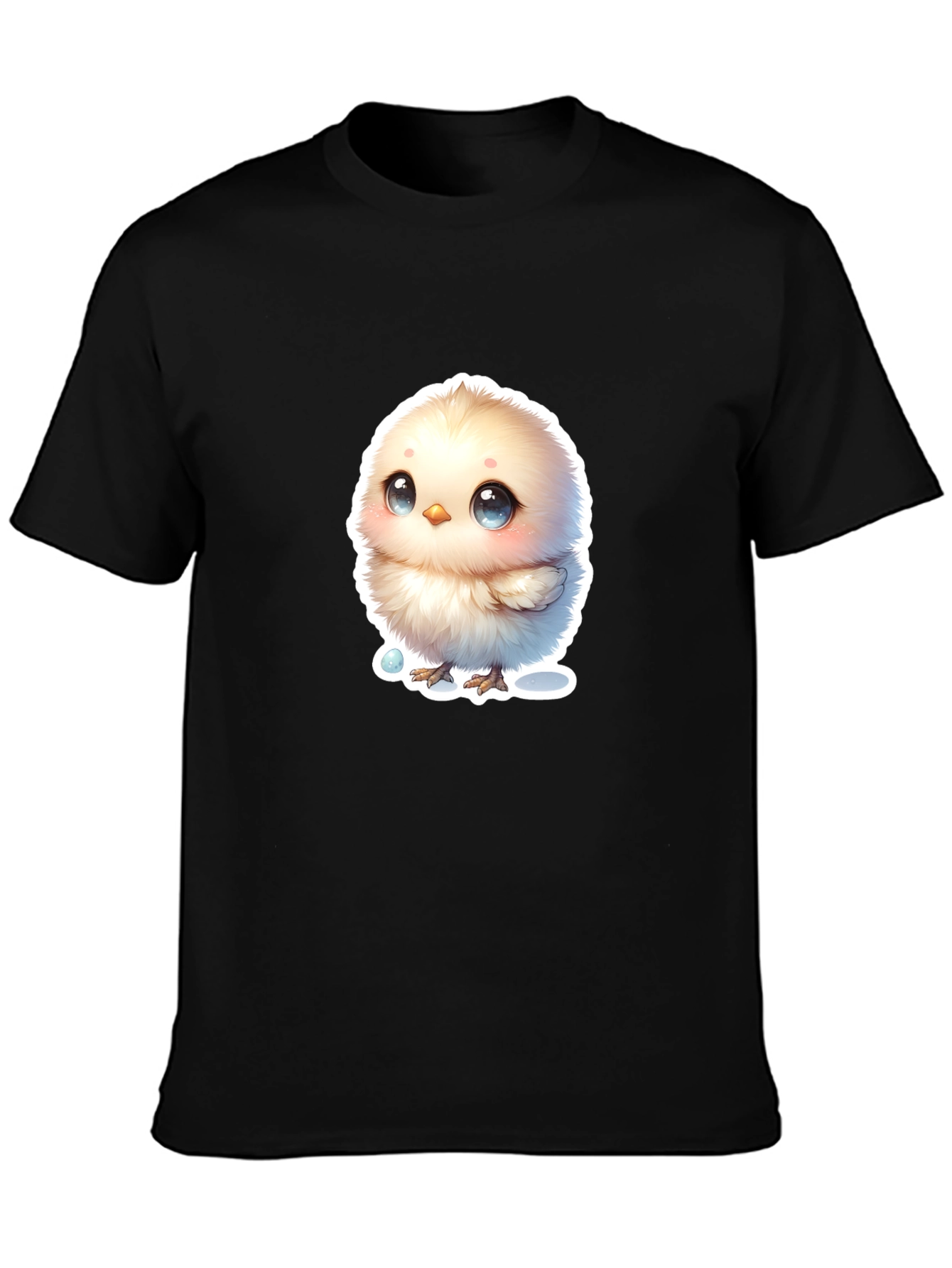 Black Cute Chick Graphic Tee - Black Cotton Blend T-Shirt view 3