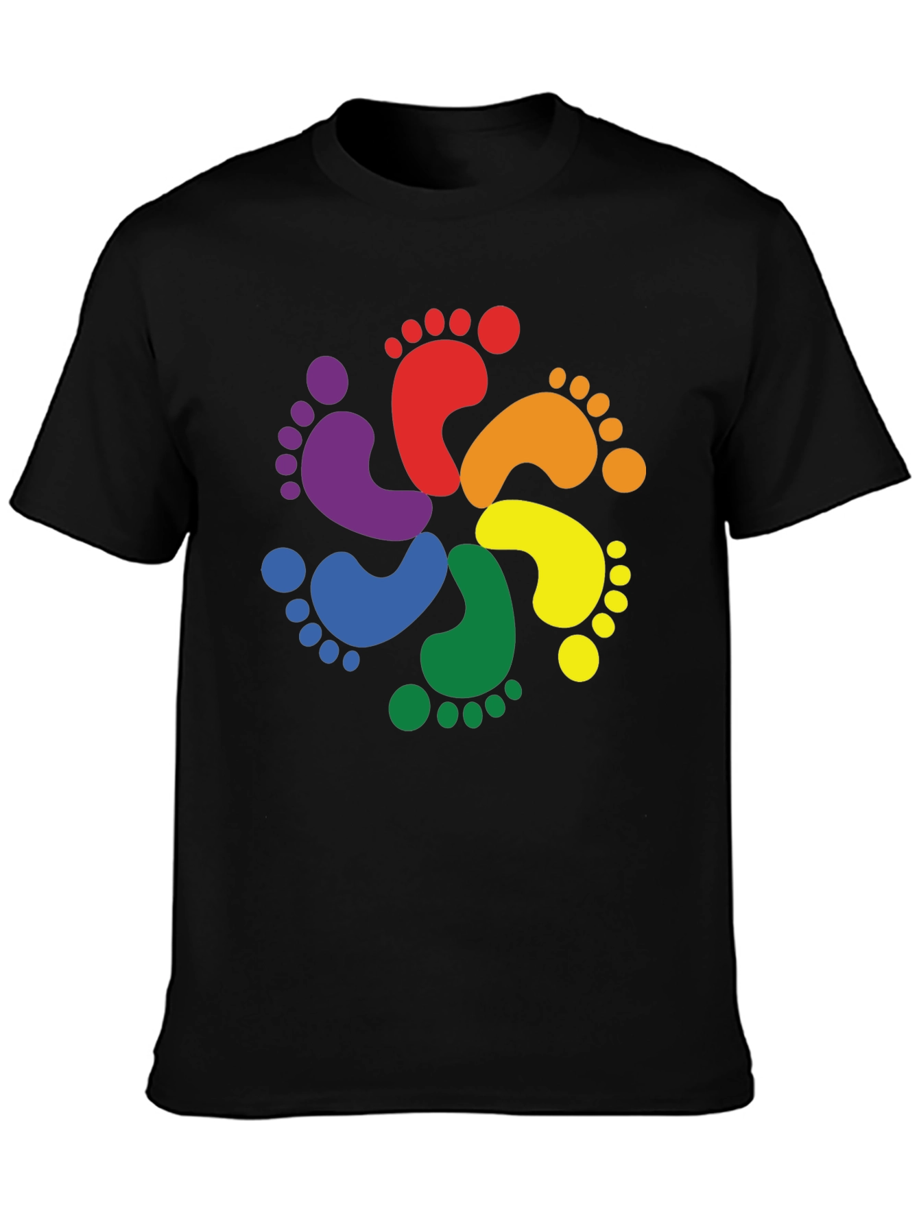 Black Rainbow Footprint T-Shirt - Pride Apparel view 3