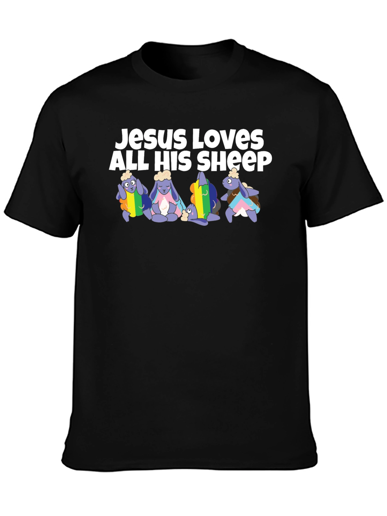 Black Jesus Loves All His Sheep Graphic T-Shirt view 3