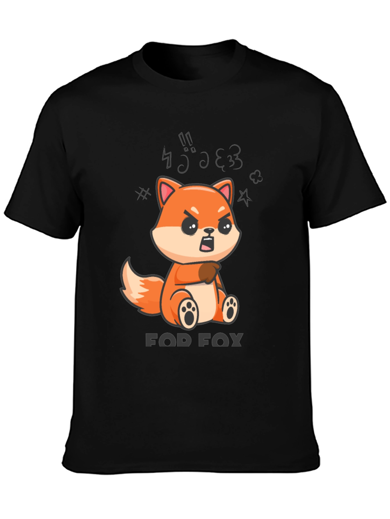 Black FOD FOX T-Shirt - Angry Fox Cartoon Tee view 3