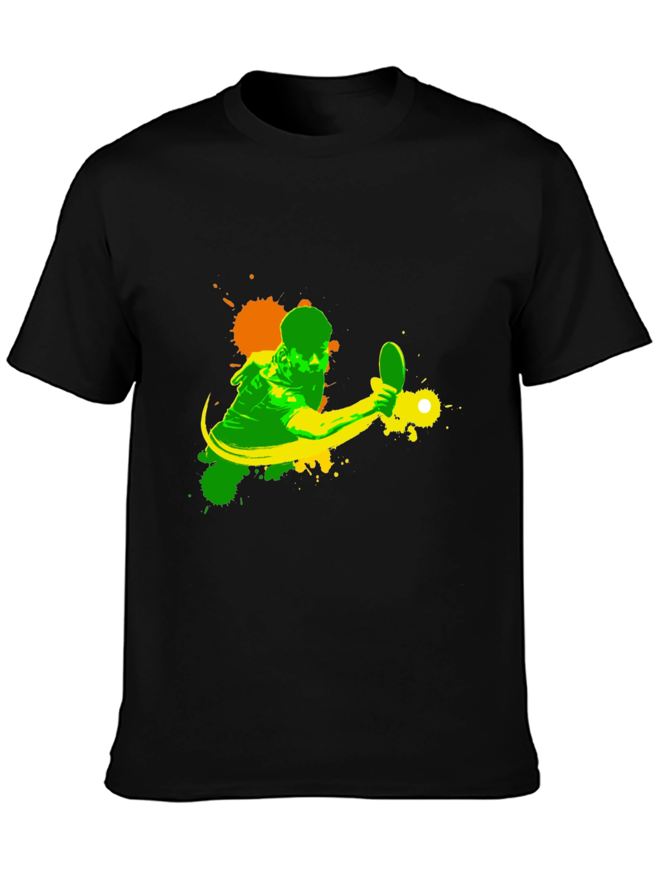 Black Table Tennis Player Graphic Black T-Shirt view 3