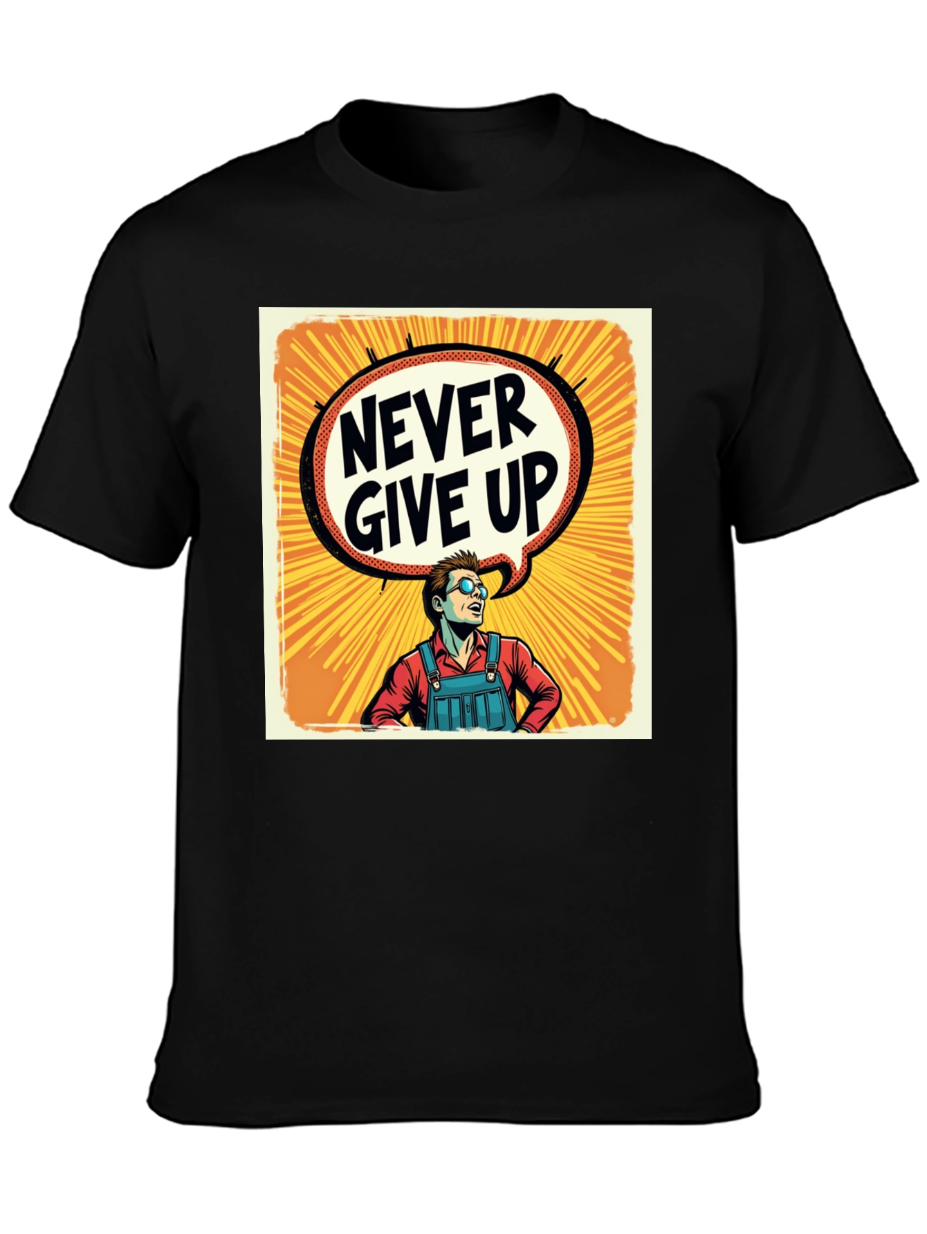 Black Never Give Up T-Shirt - Motivational Graphic Tee view 3