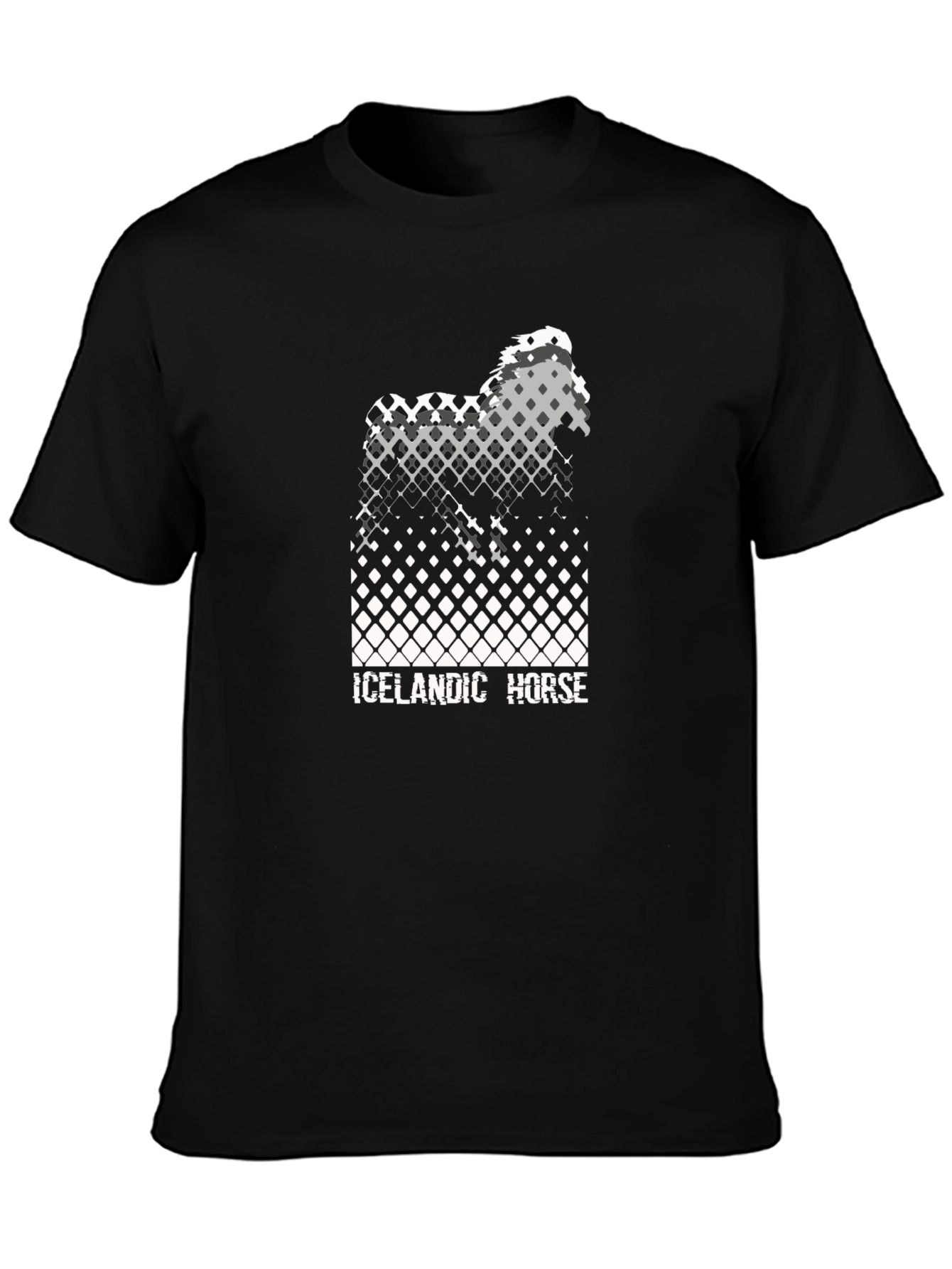 Black Icelandic Horse Graphic Tee - Black Cotton T-Shirt view 3