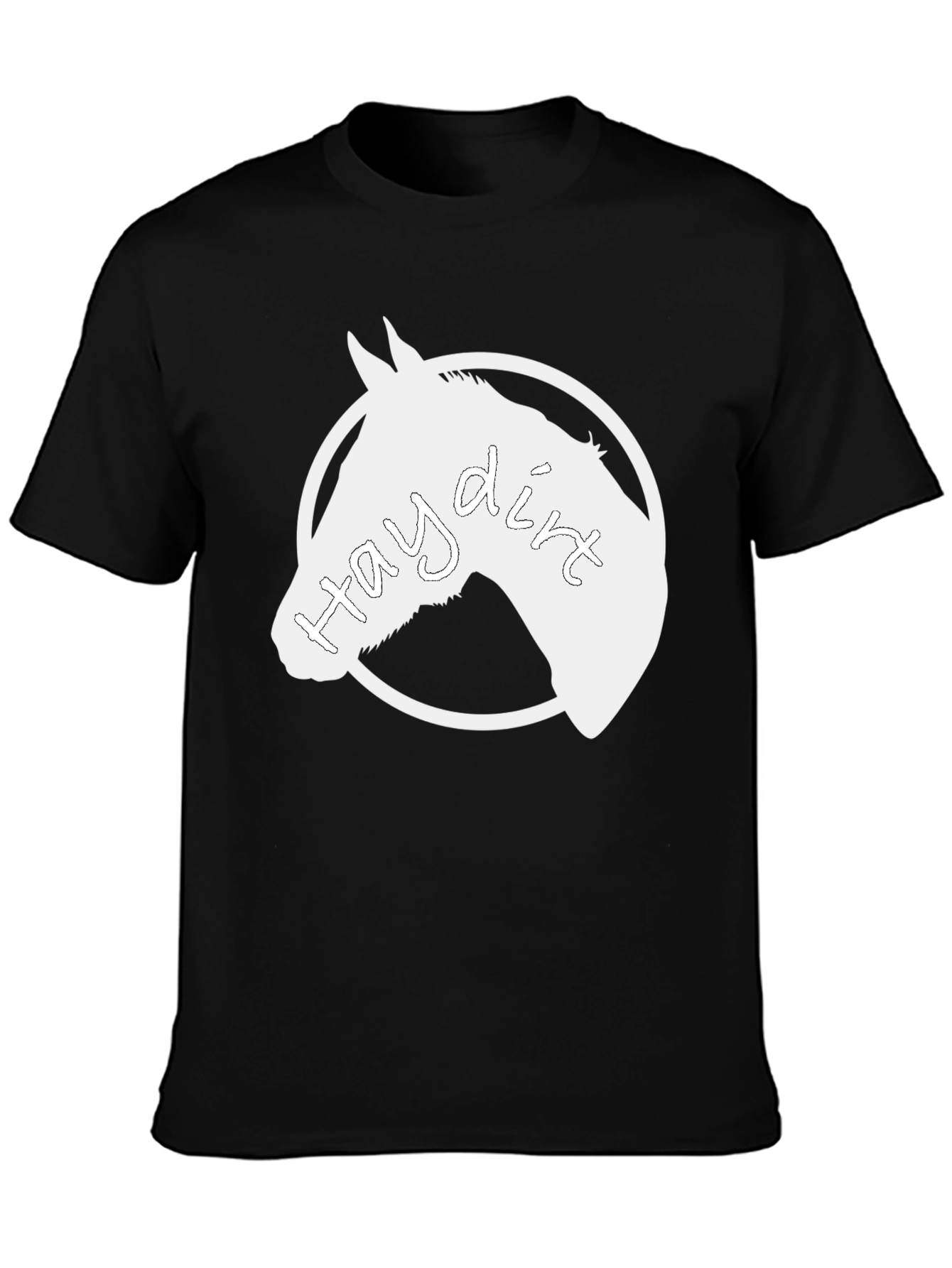 Black Hay Dirt Horse T-Shirt Black Cotton view 3
