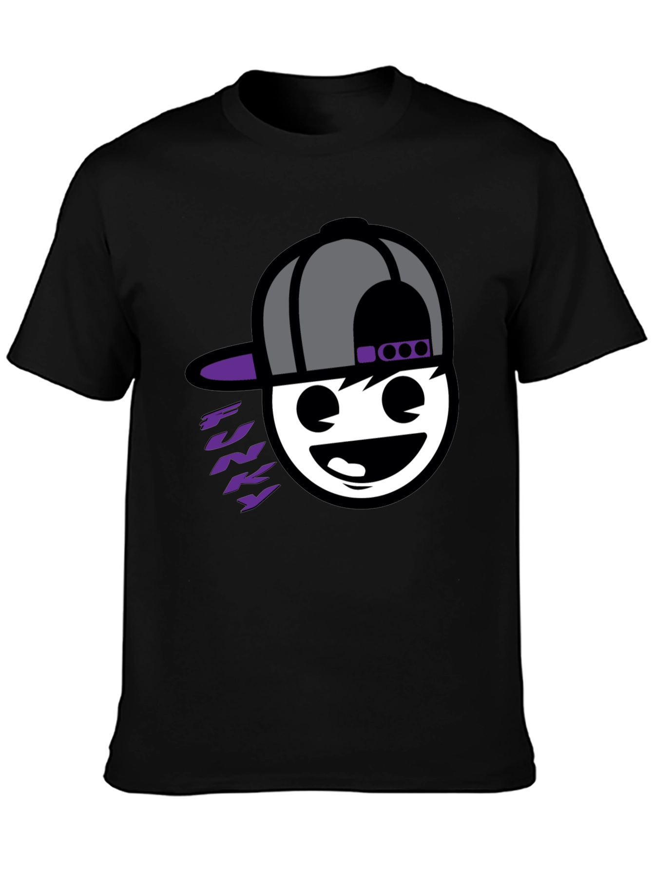 Black Funky Graphic Tee - Black Cotton Blend view 3