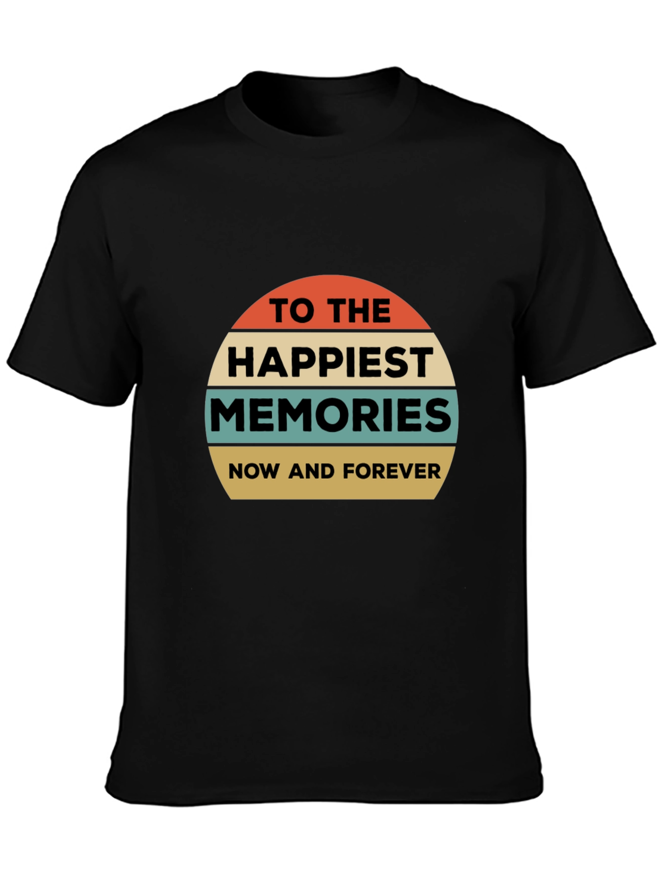 Black Happiest Memories Retro Graphic T-Shirt view 3