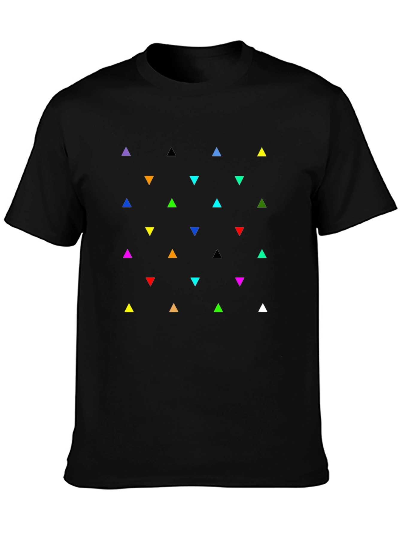 Black Funky Geometric Triangle Pattern Tee view 3
