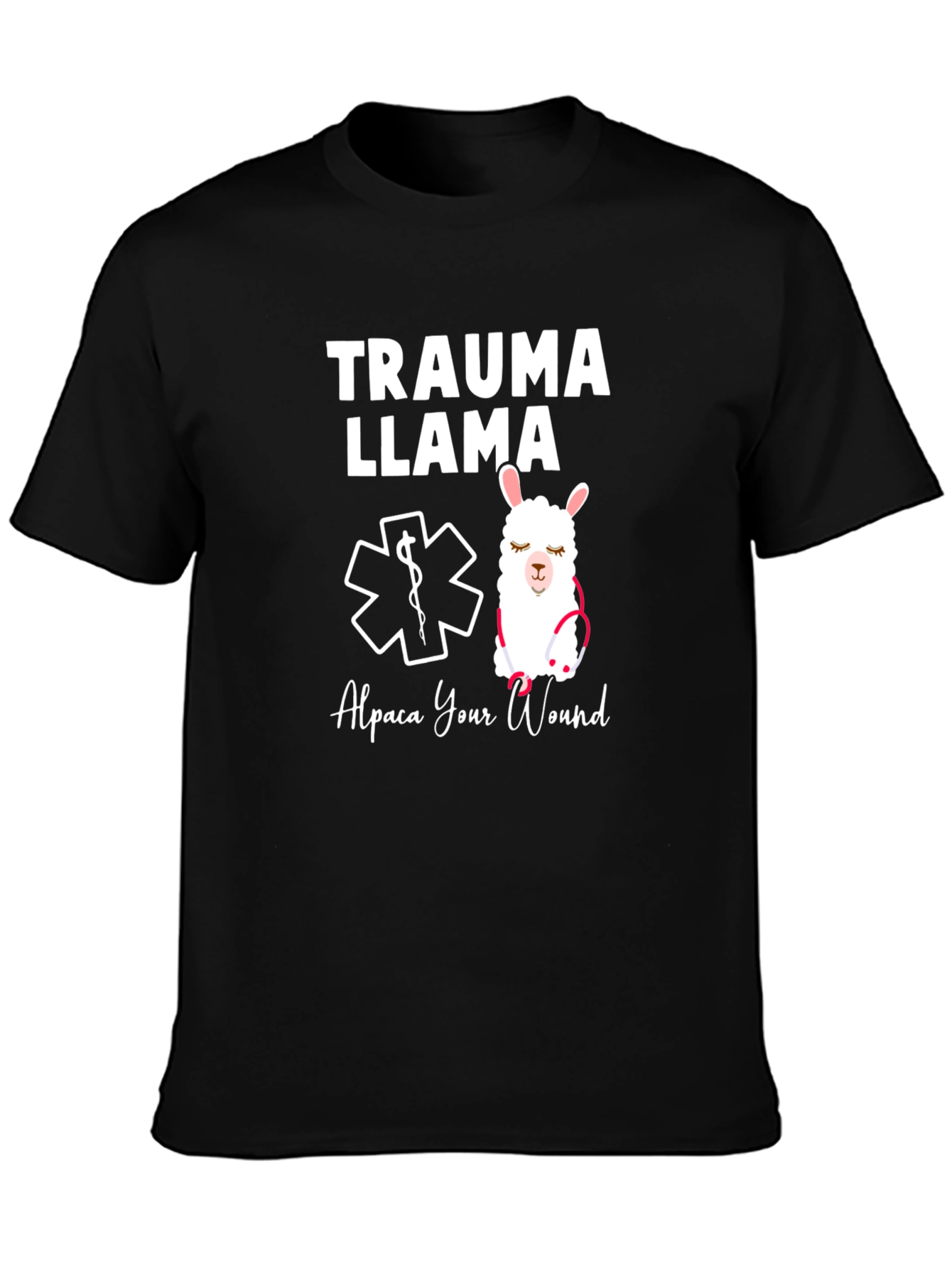 Black Trauma Llama T-Shirt - Alpaca Your Wound view 3