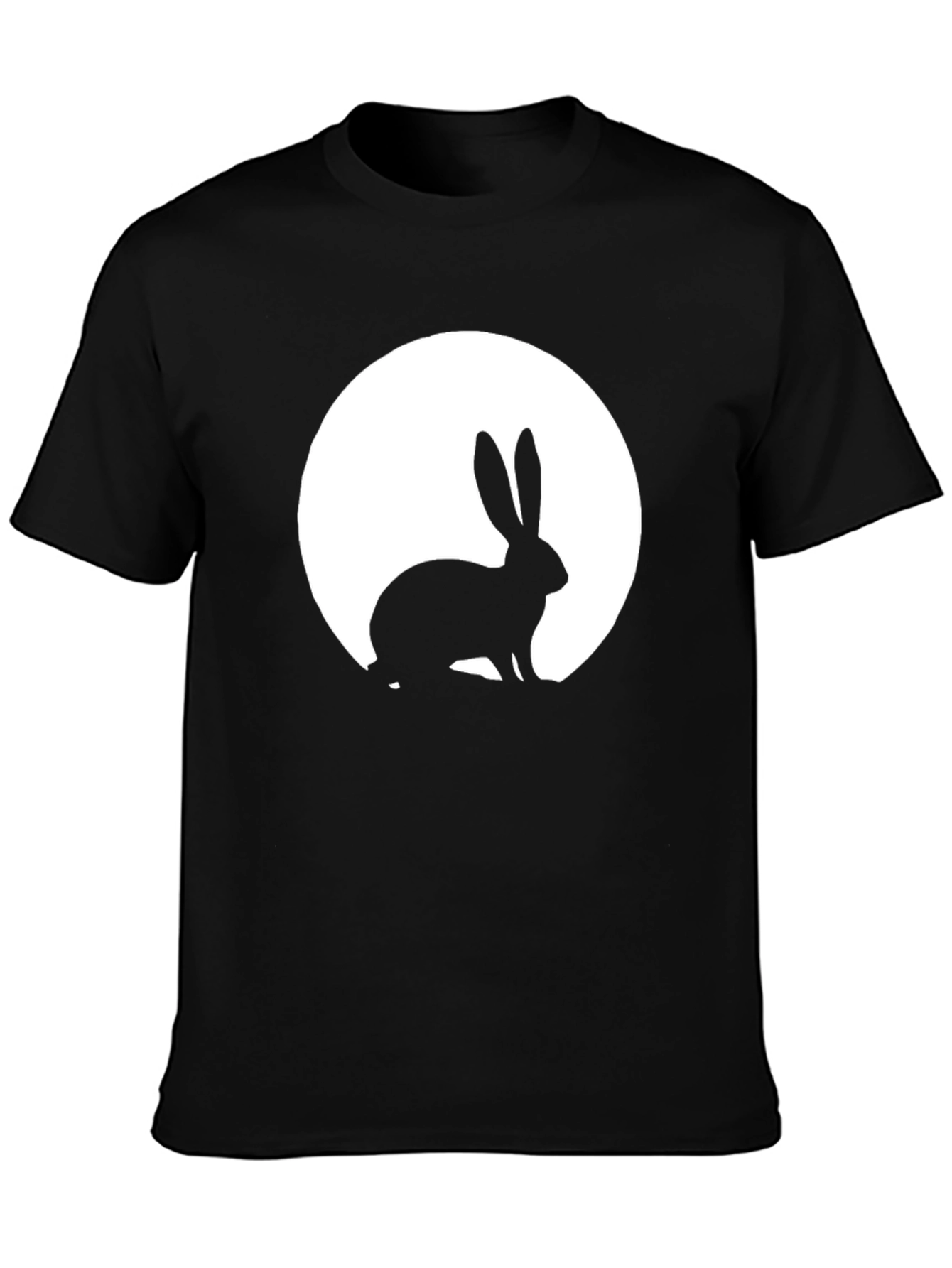 Black Rabbit Moon Graphic Tee - Black Cotton T-Shirt view 3
