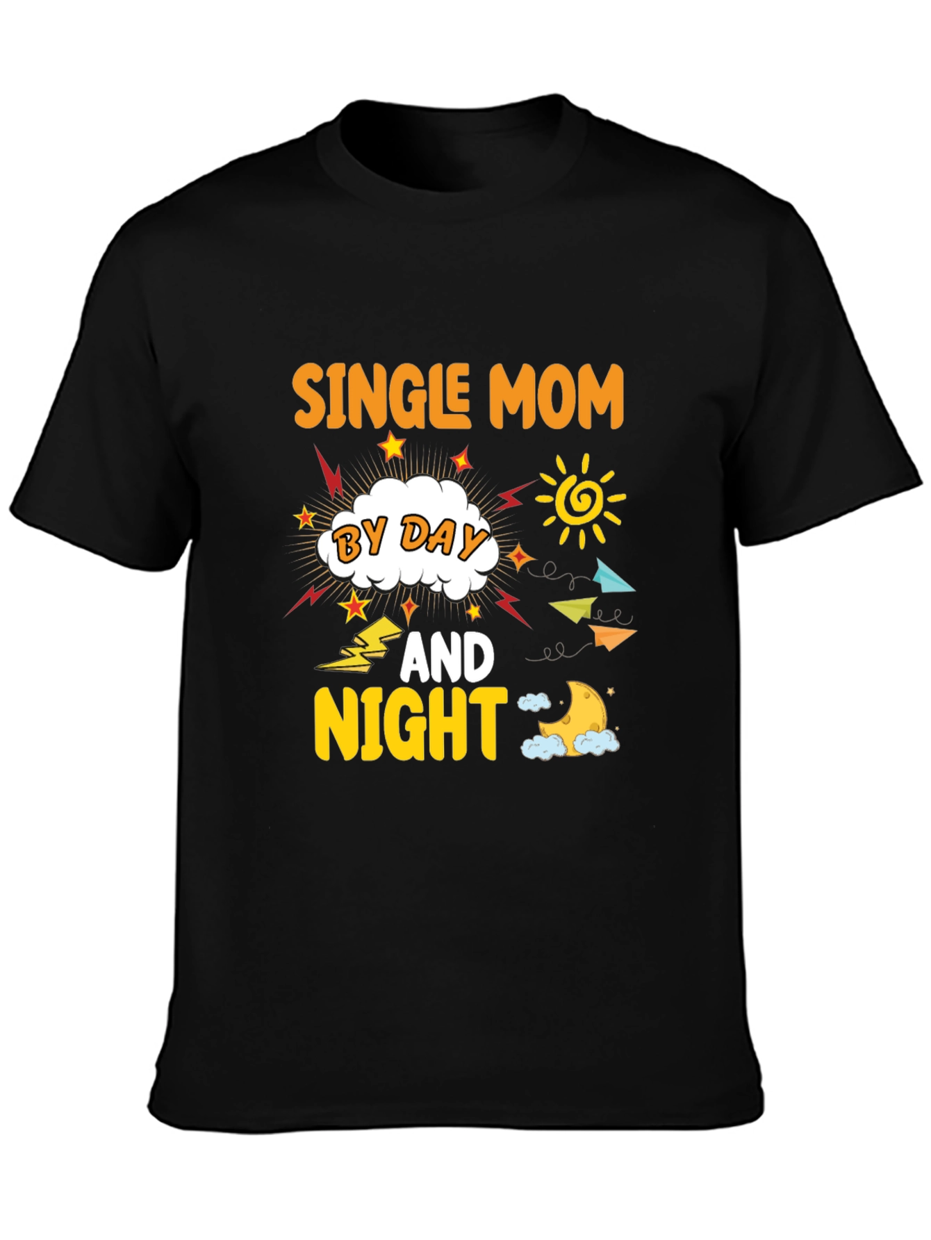 Black Single Mom By Day And Night T-Shirt view 3