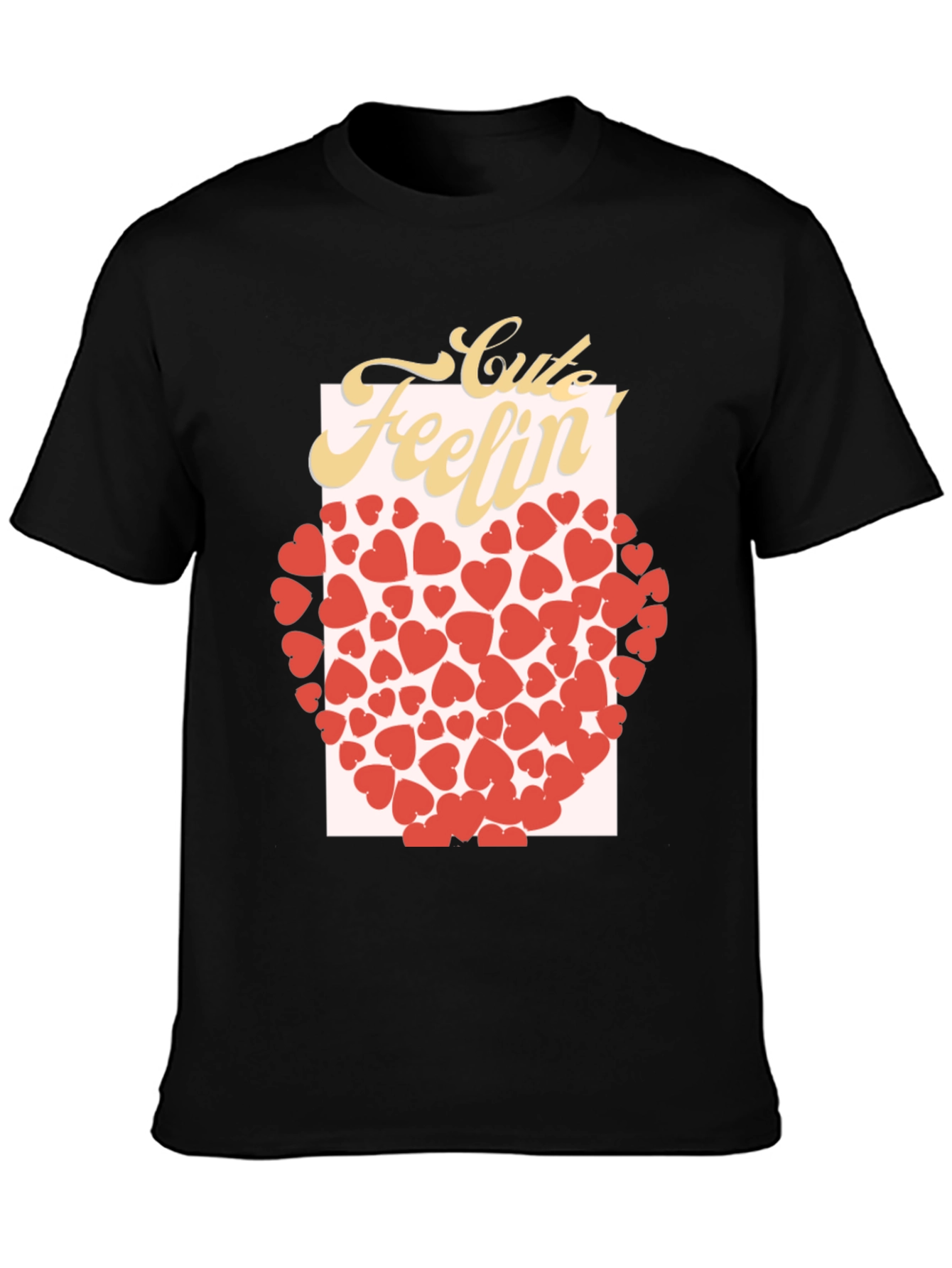 Black Cute Feelin' Heart Graphic T-Shirt view 3