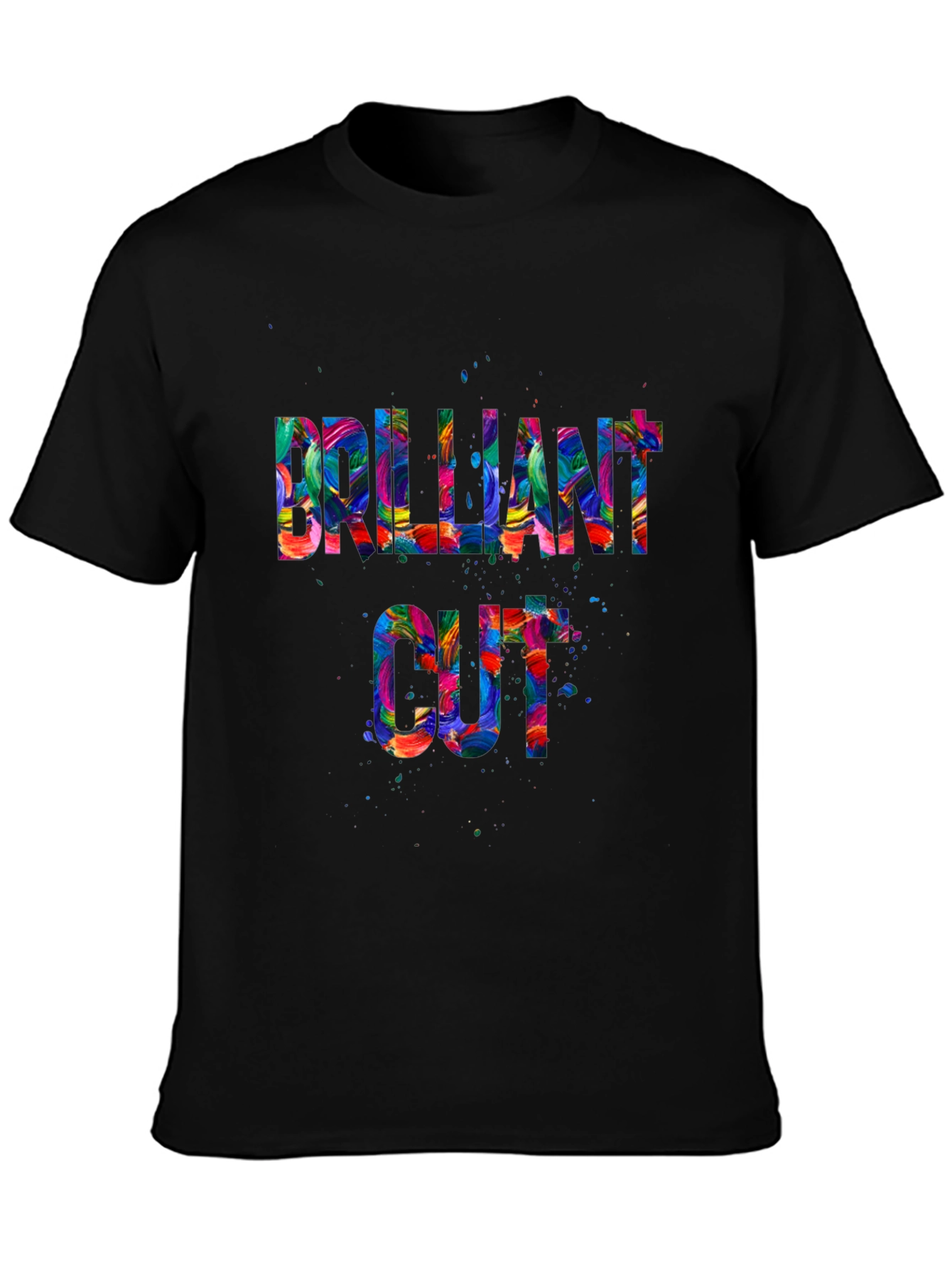 Black Brilliant Cut Graphic T-Shirt - Colorful Design view 3