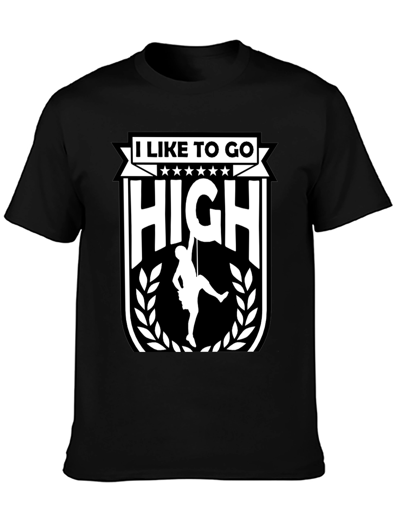 Black I Like To Go High Climbing T-Shirt view 3
