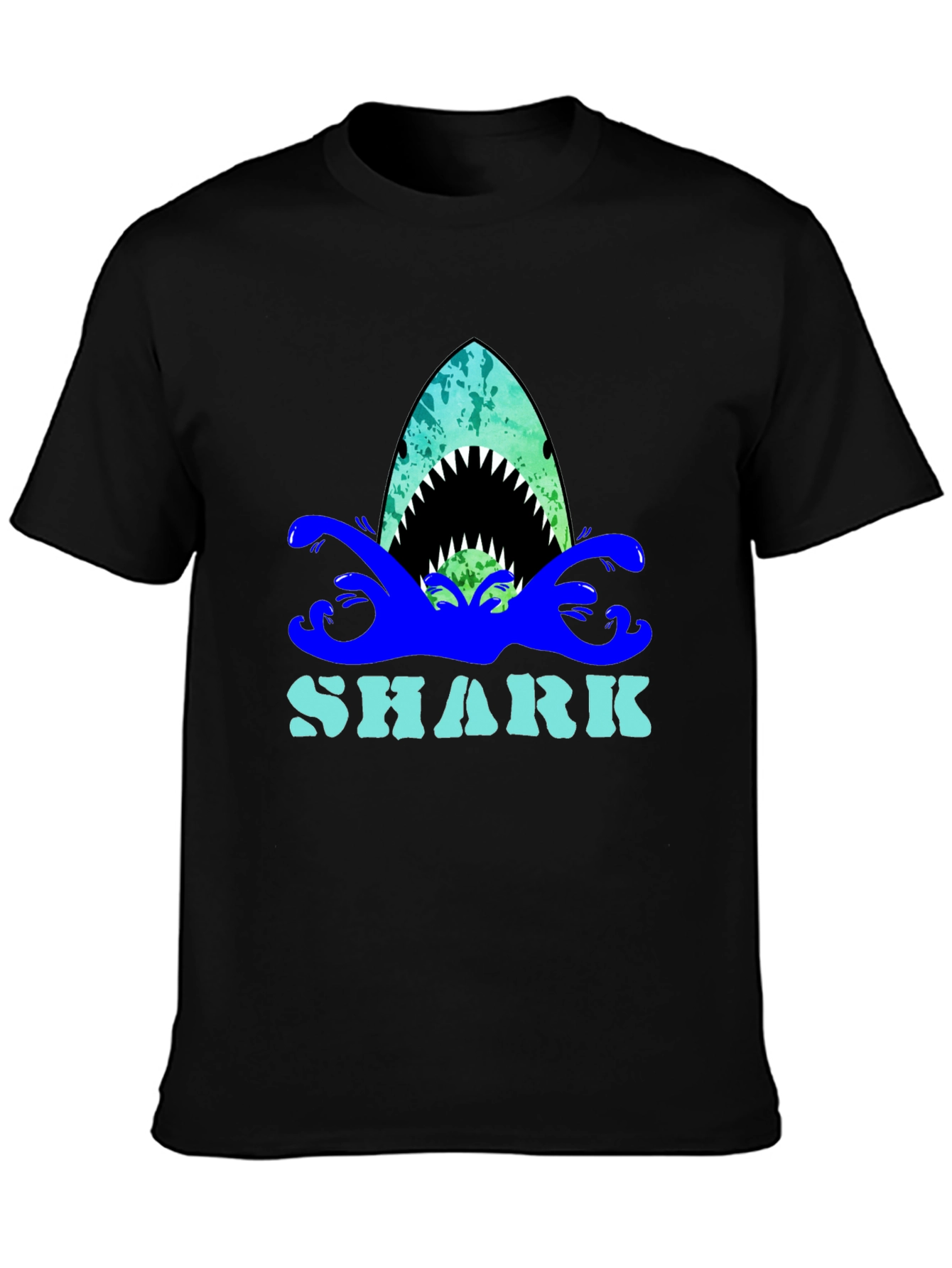 Black Shark Graphic Print Crew Neck T-Shirt view 3