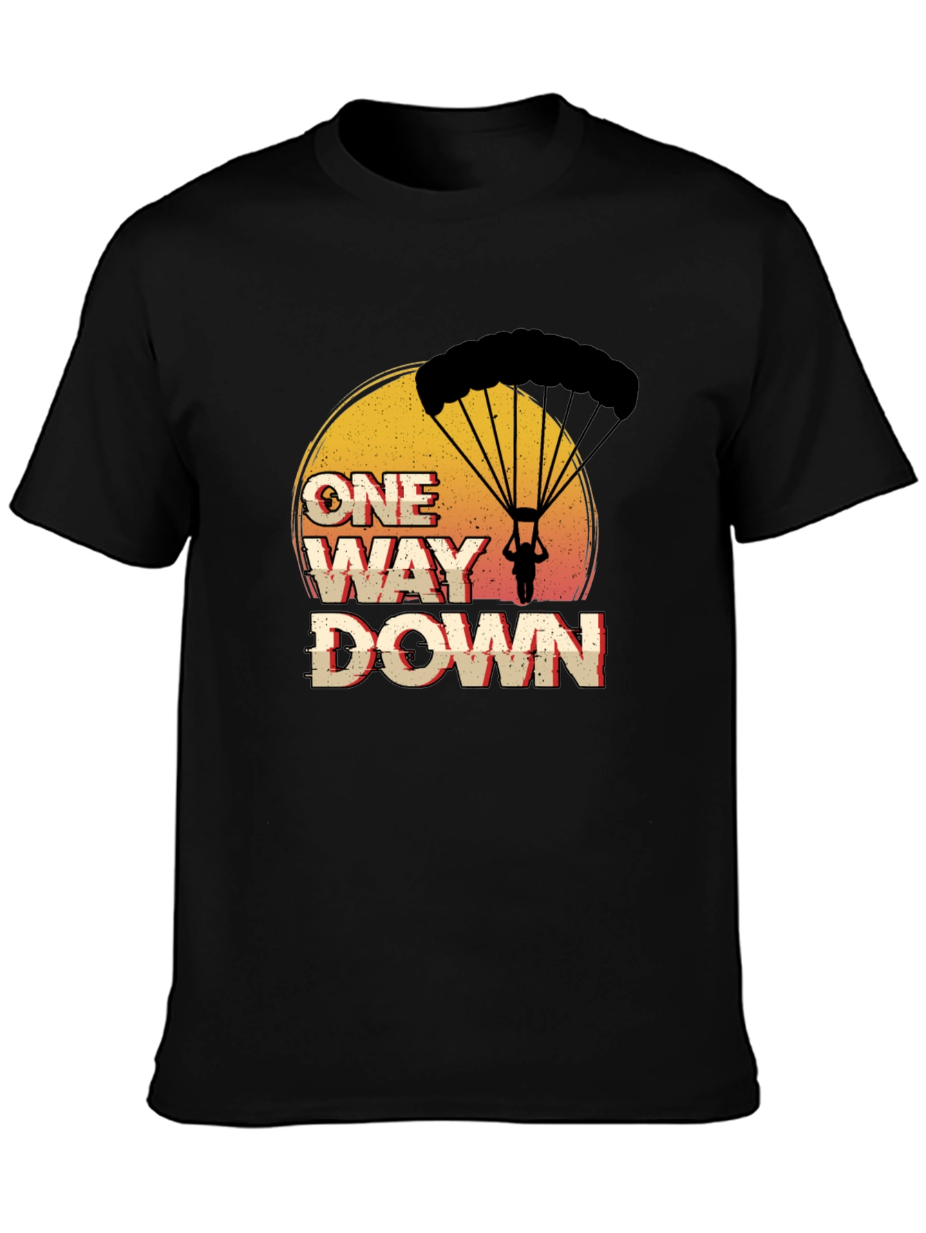 Black One Way Down Parachute Graphic T-Shirt view 3