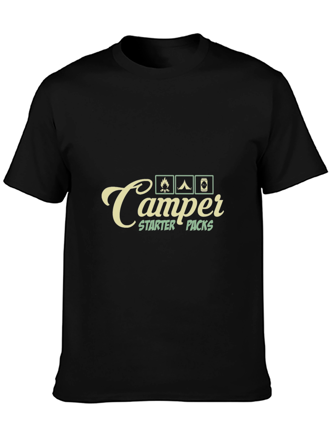 Black Camper Starter Packs Graphic T-Shirt - Camping Adventure Tee view 3