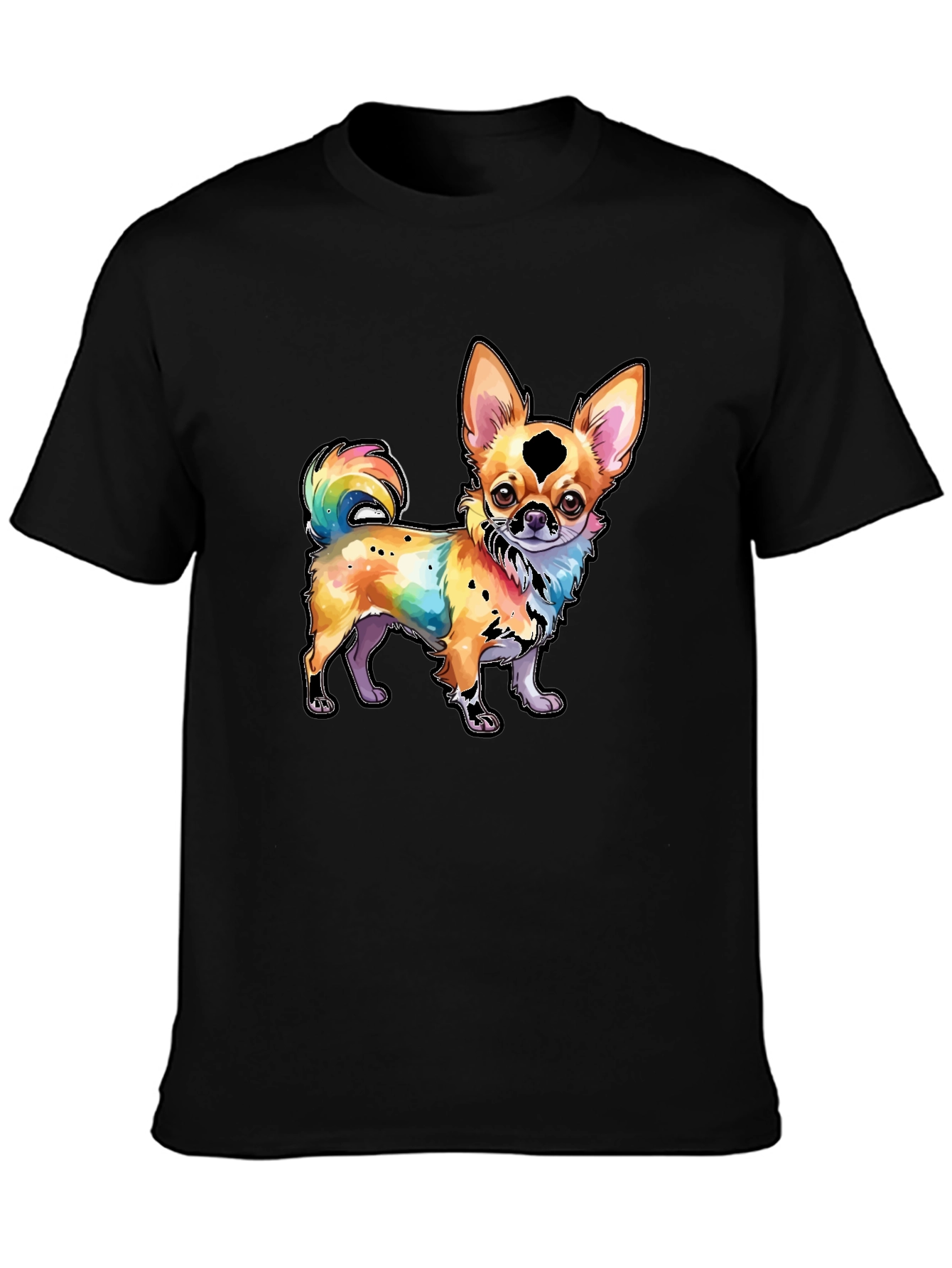 Black Rainbow Chihuahua Graphic Tee - Stylish Dog Lover Shirt view 3