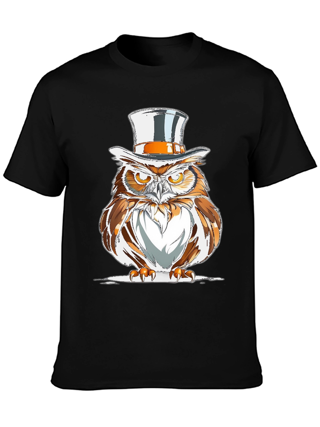Black Owl Top Hat Graphic Tee - Men's Black T-Shirt view 3