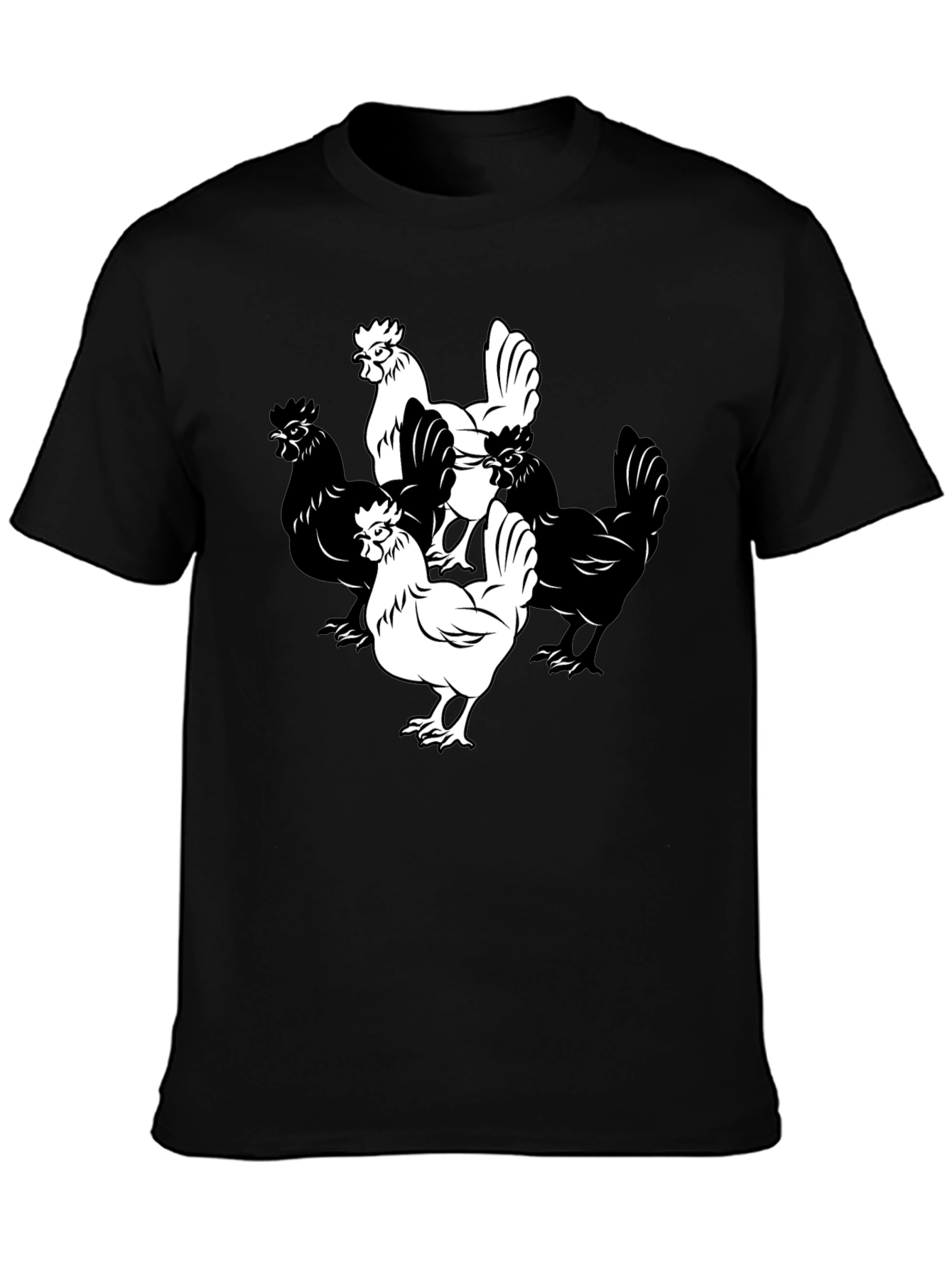 Black Chicken Graphic T-Shirt - Black Cotton Tee view 3
