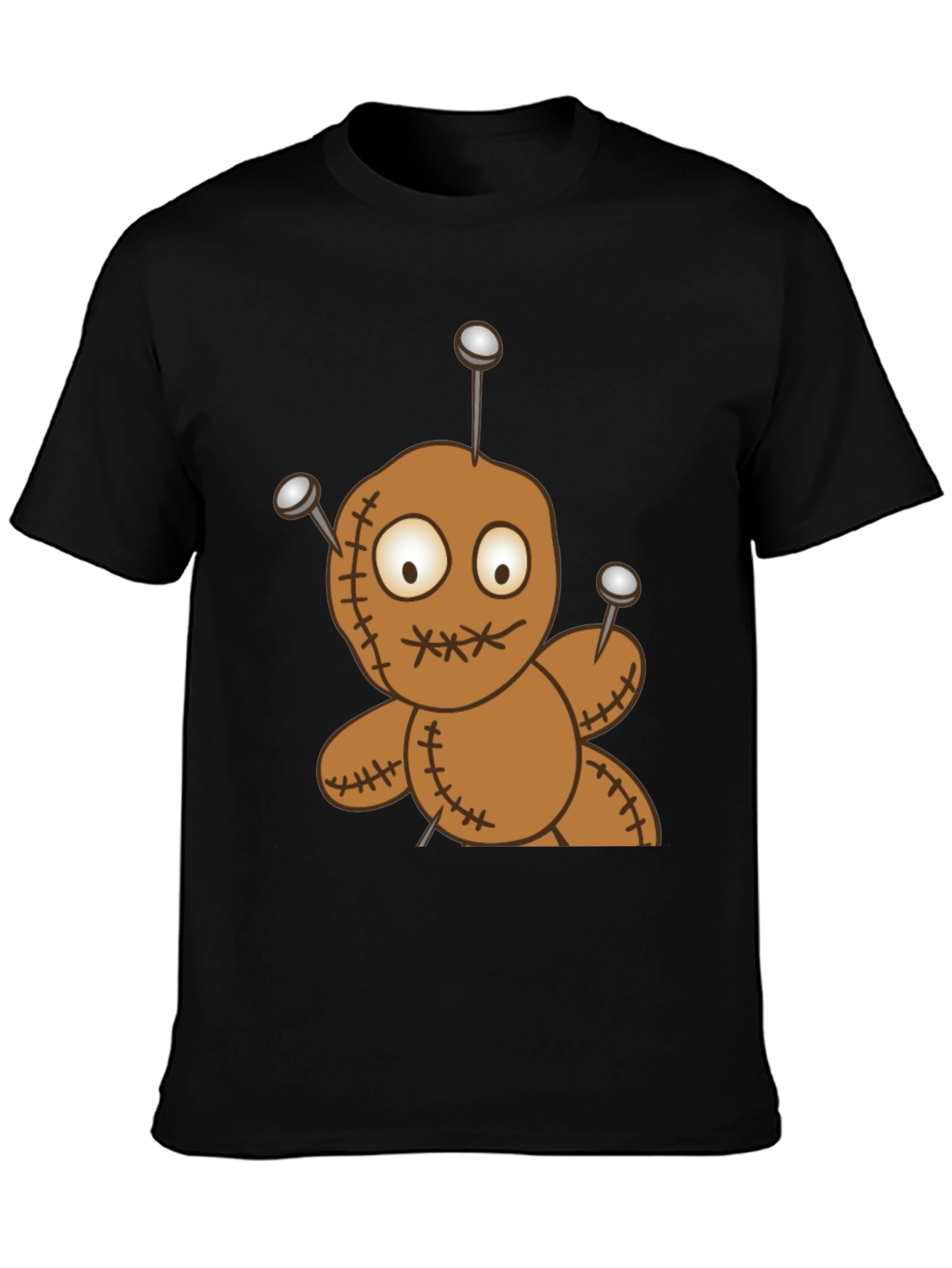 Black Voodoo Doll Graphic Tee - Black Cotton T-Shirt view 3