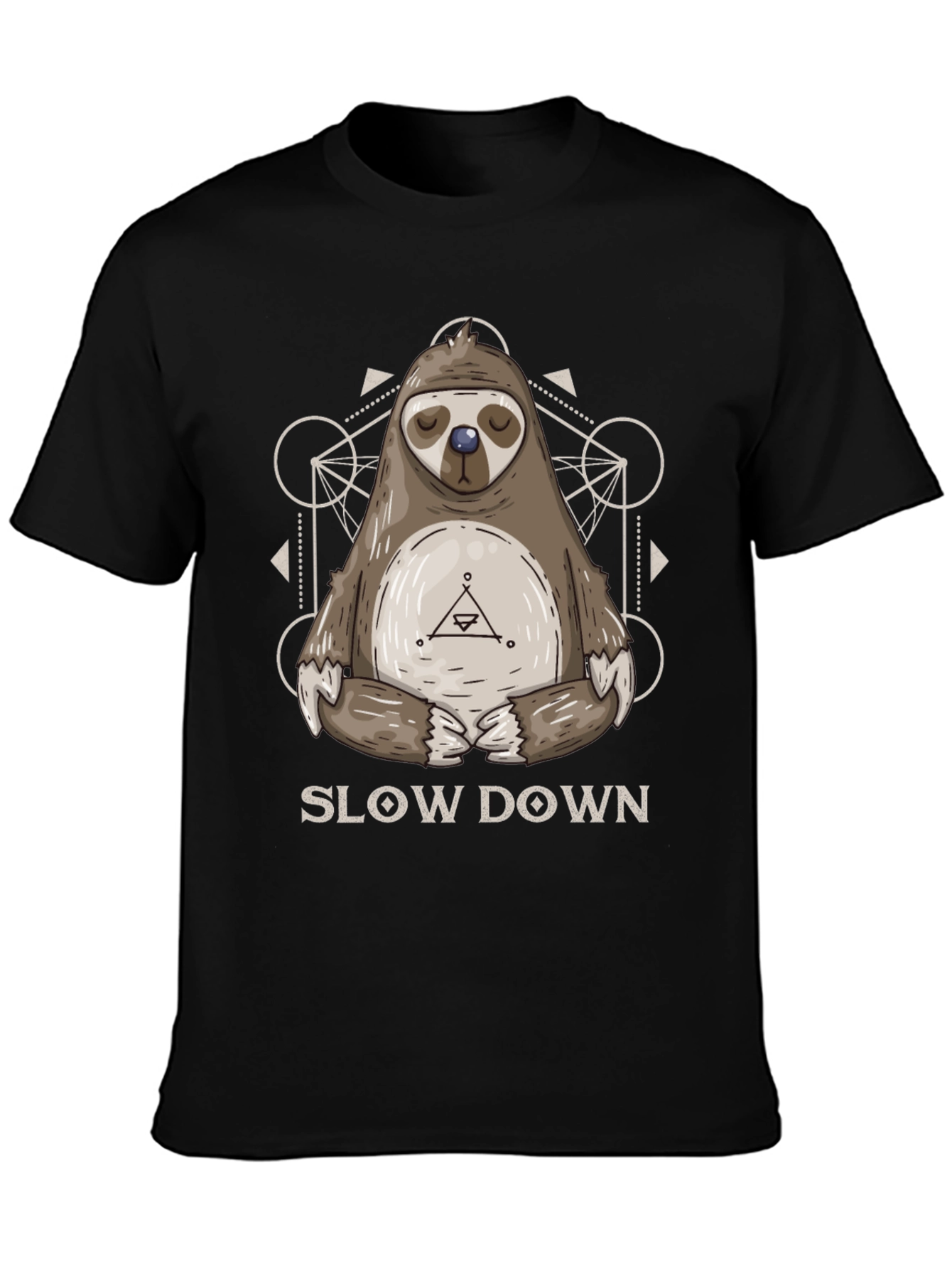 Black Relaxed Sloth Graphic Tee - Slow Down Shirt view 3
