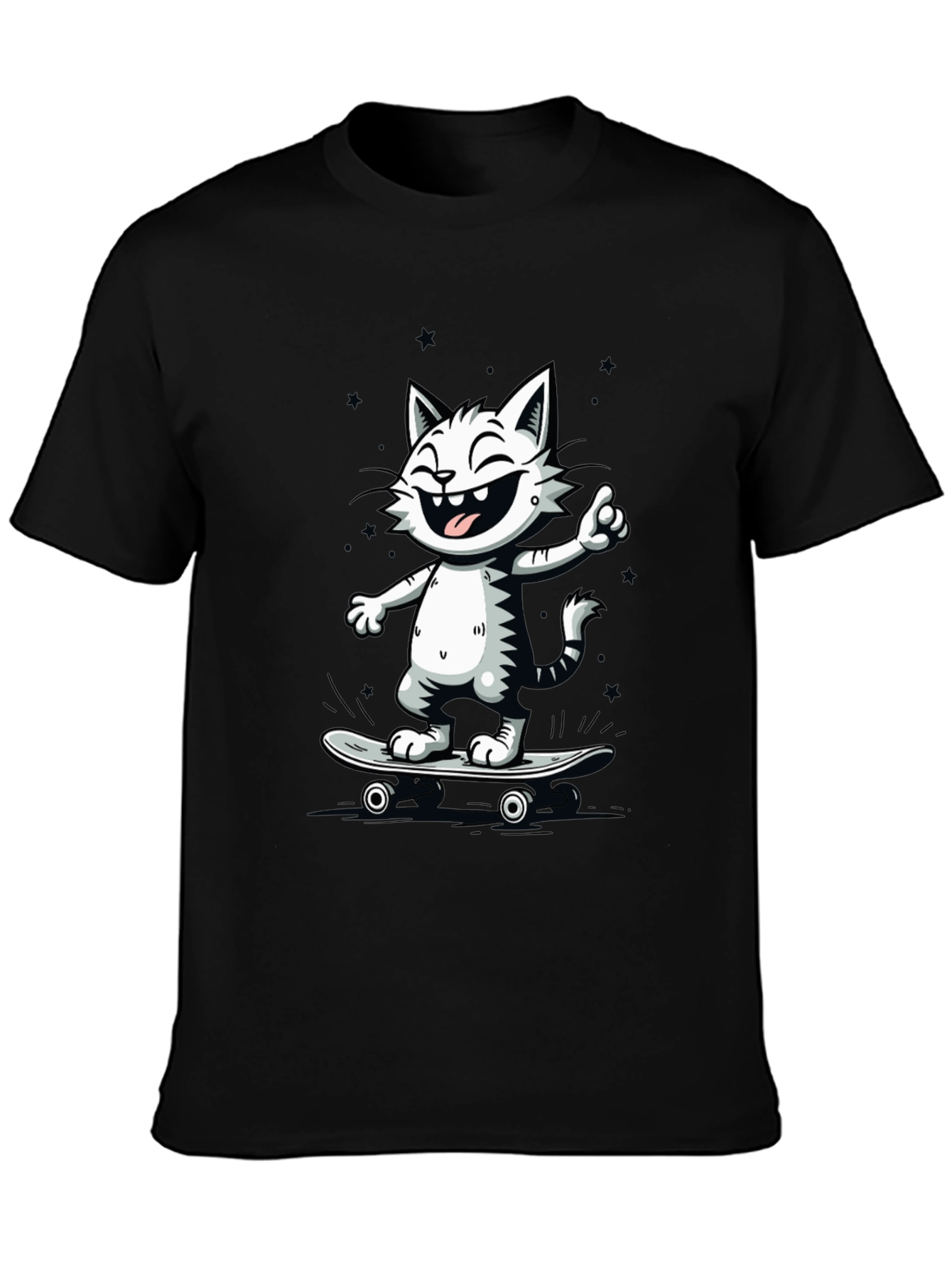 Black Cool Cat Skateboard T-Shirt - Black view 3