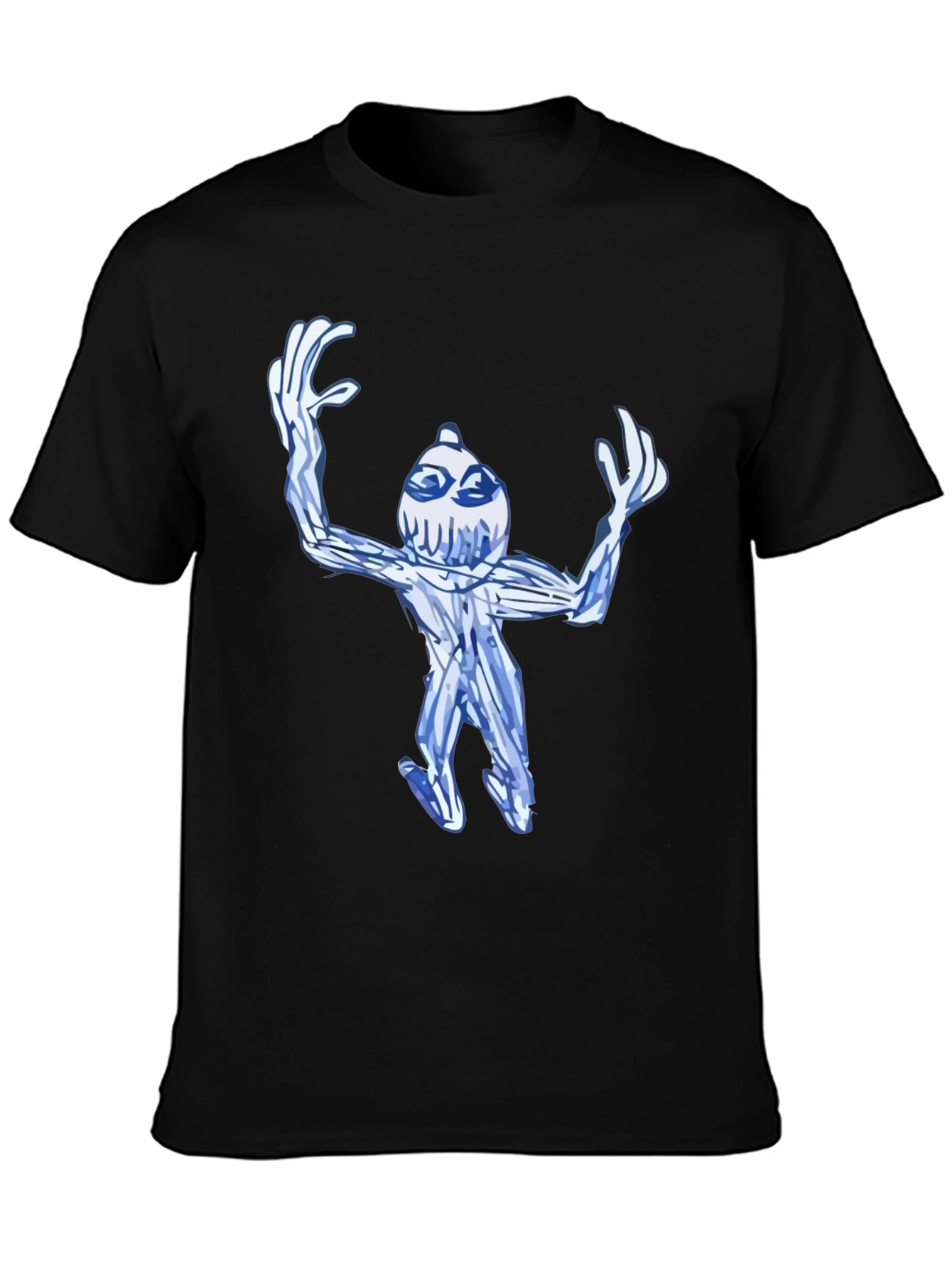 Black Abstract Blue Creature Black T-Shirt view 3