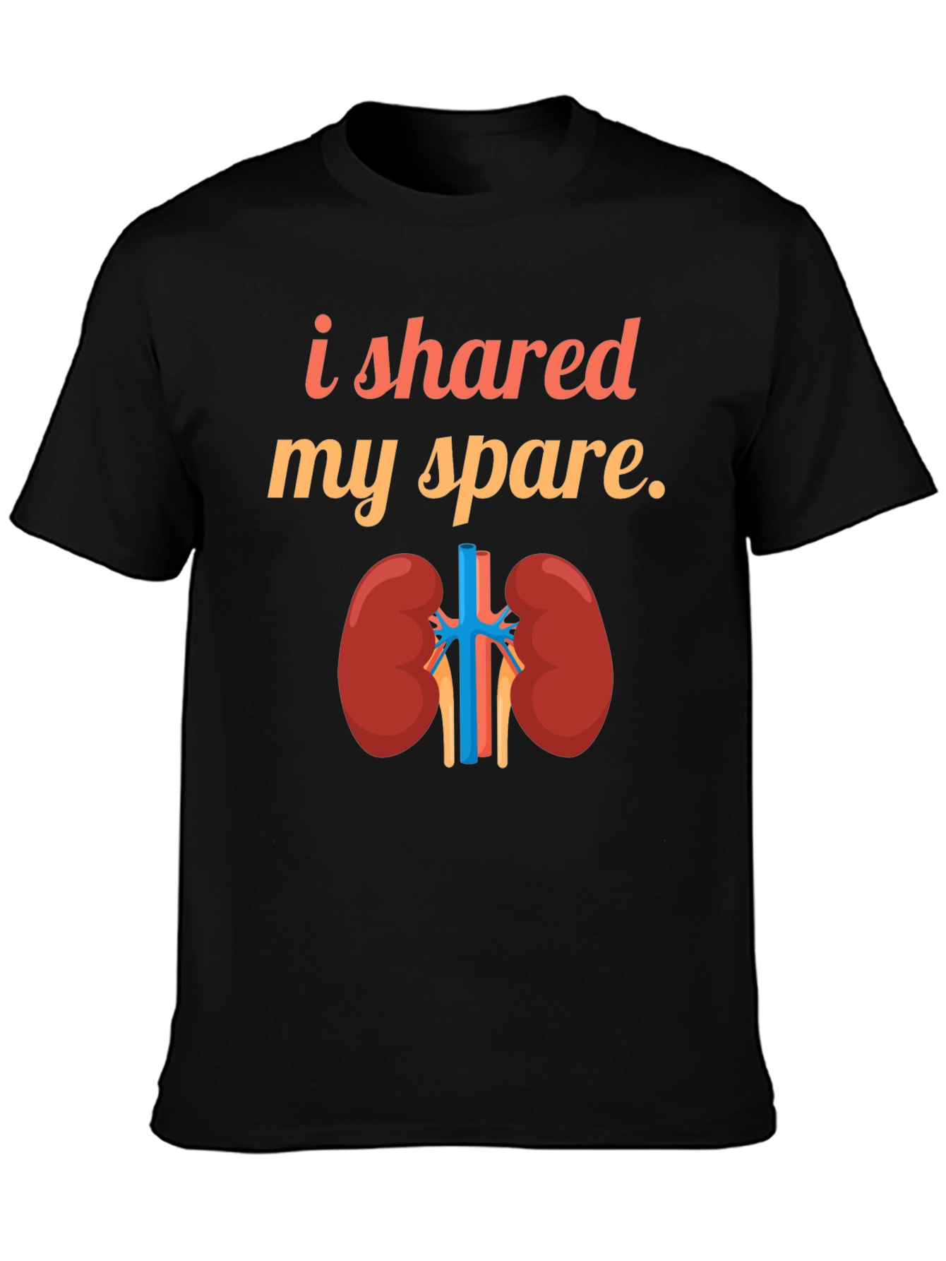 Black Kidney Donor T-Shirt - I Shared My Spare view 3