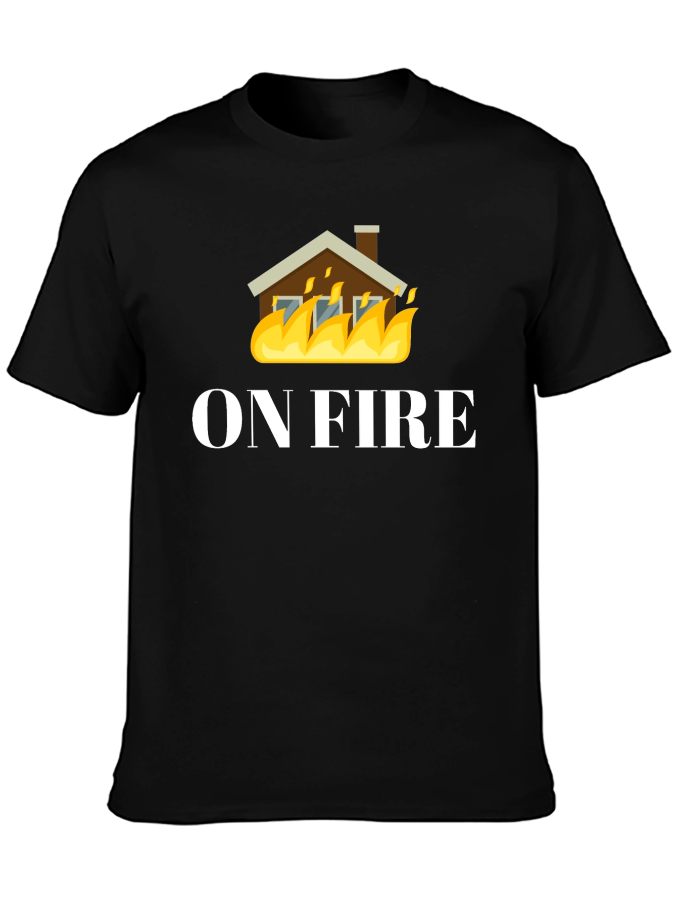 Black On Fire Graphic Tee - Black Cotton T-Shirt view 3