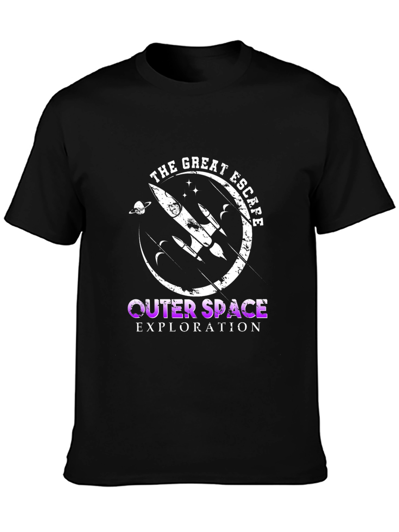 Black The Great Escape Outer Space Exploration T-Shirt view 3
