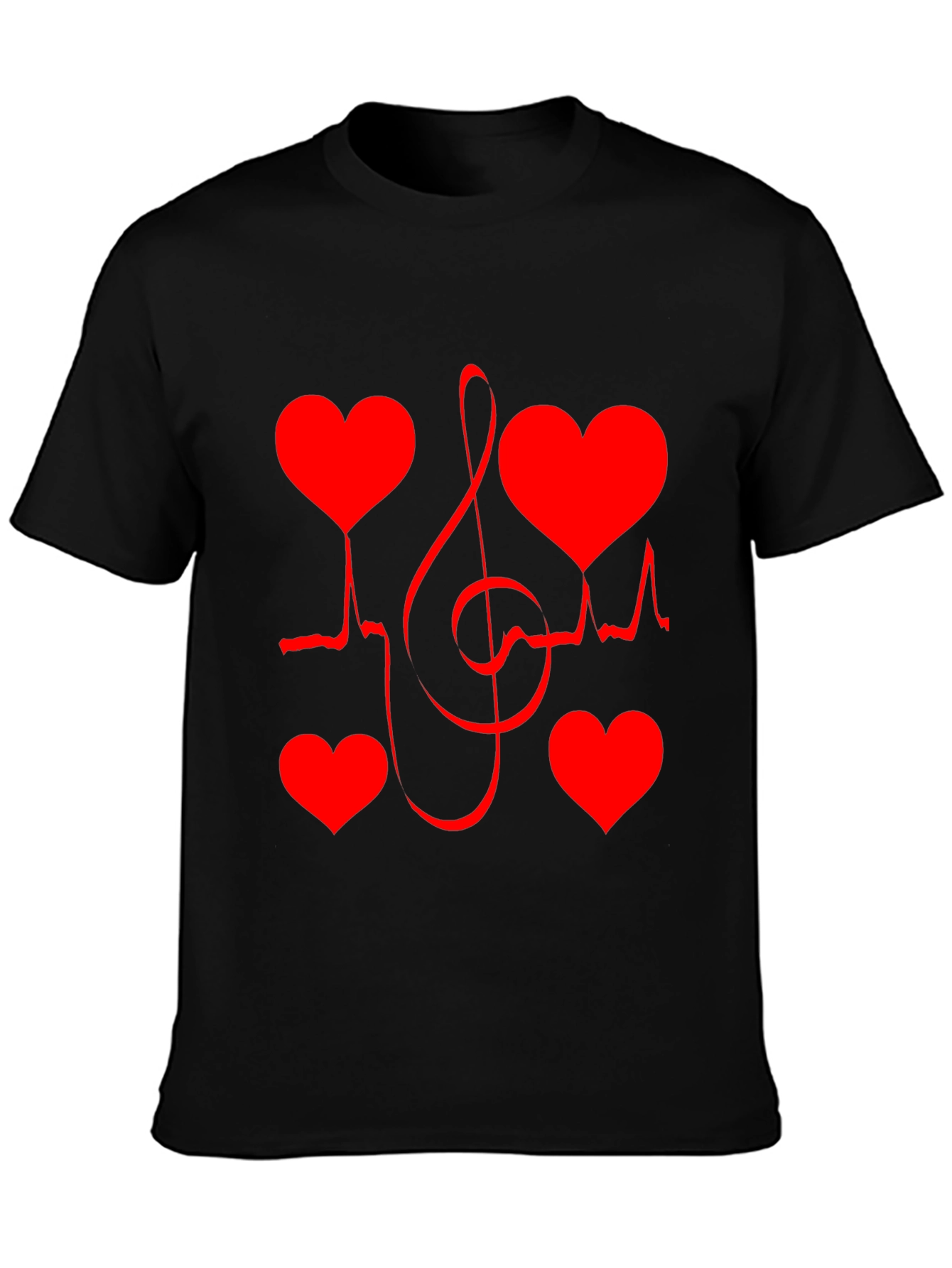 Black Heartbeat Music Note Graphic Tee view 3