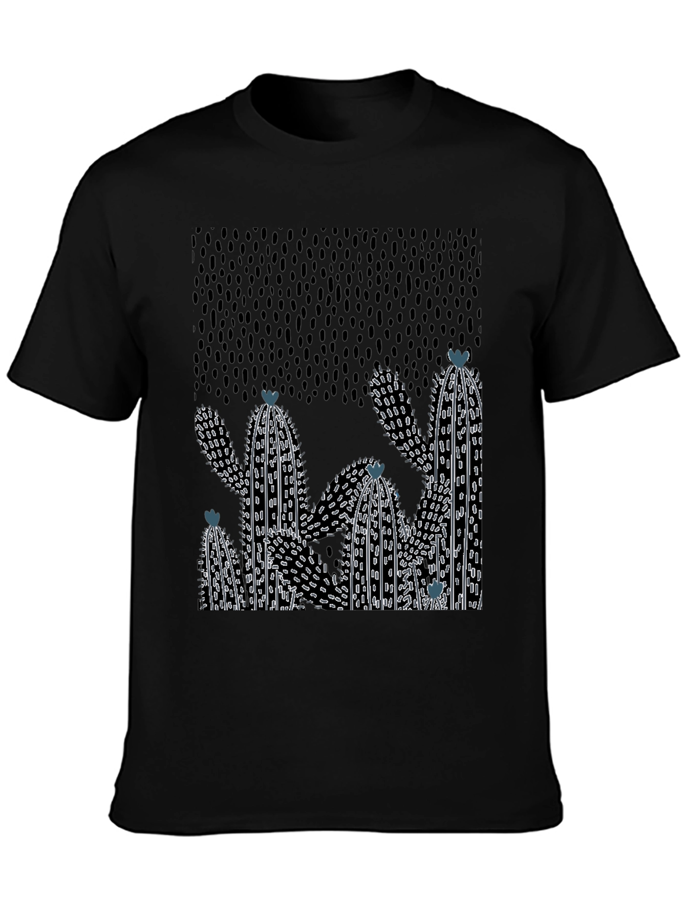 Black Cactus Graphic Print Crew Neck T-Shirt view 3