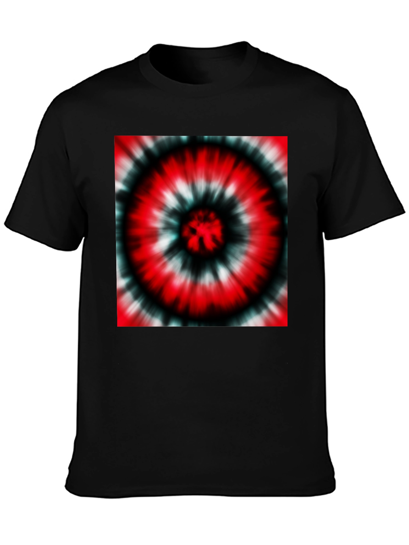 Black Red Tie-Dye Graphic Black T-Shirt view 3
