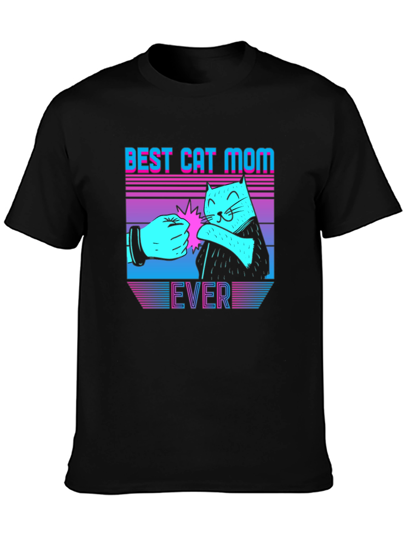 Black Best Cat Mom Ever Graphic Tee view 3