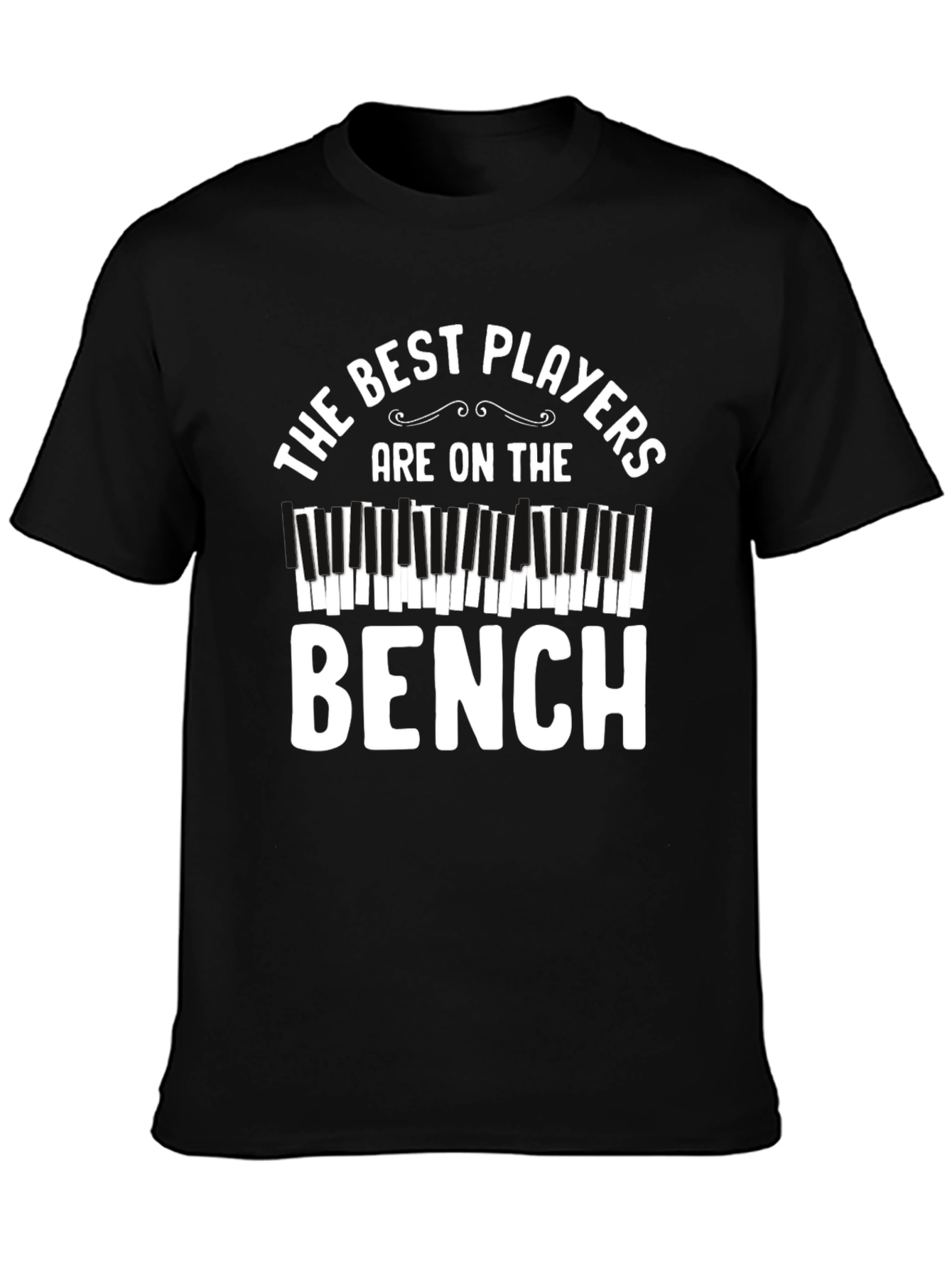 Black Funny Piano Player T-Shirt - Best Players on the Bench view 3