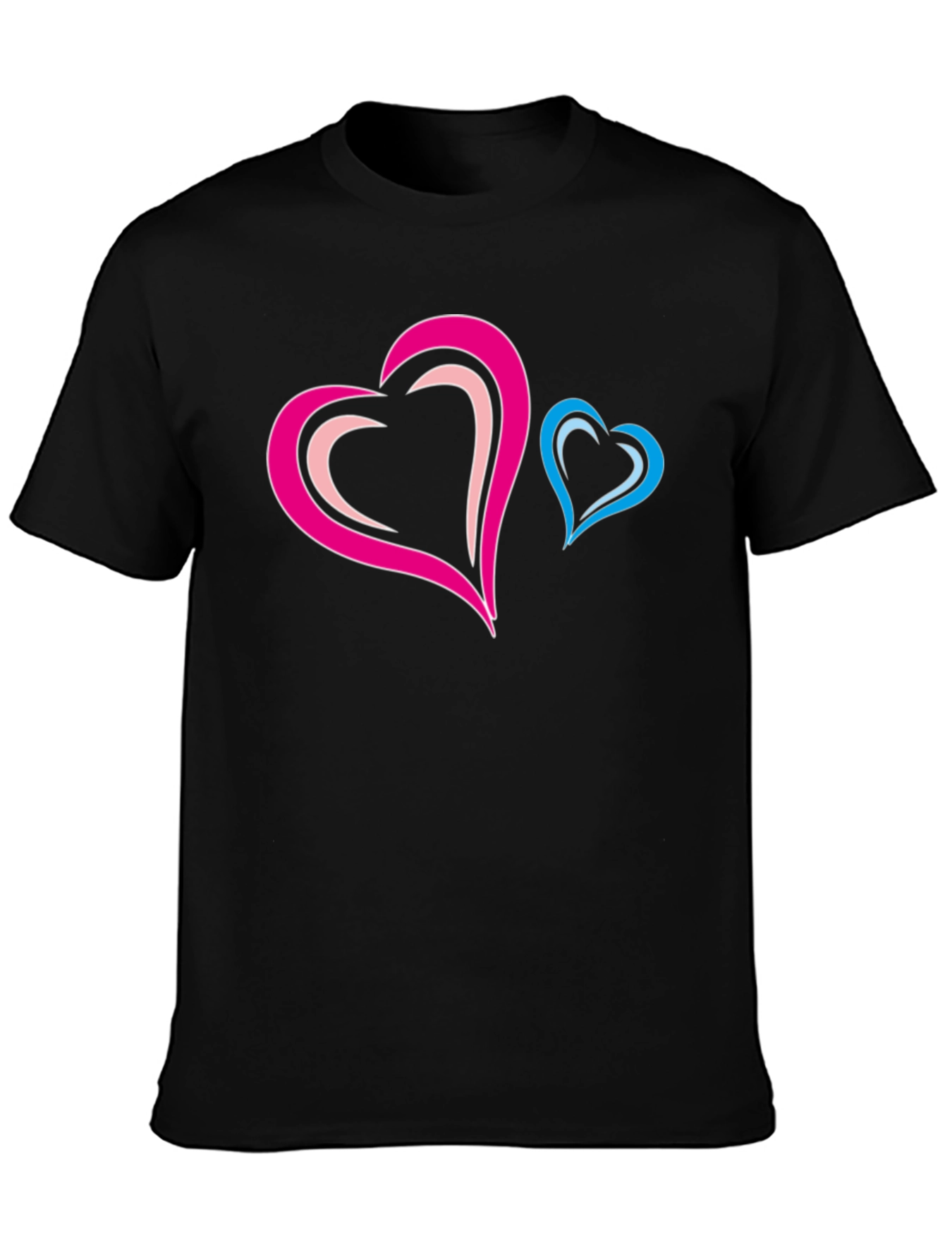 Black Stylish Black T-Shirt with Heart Design view 3