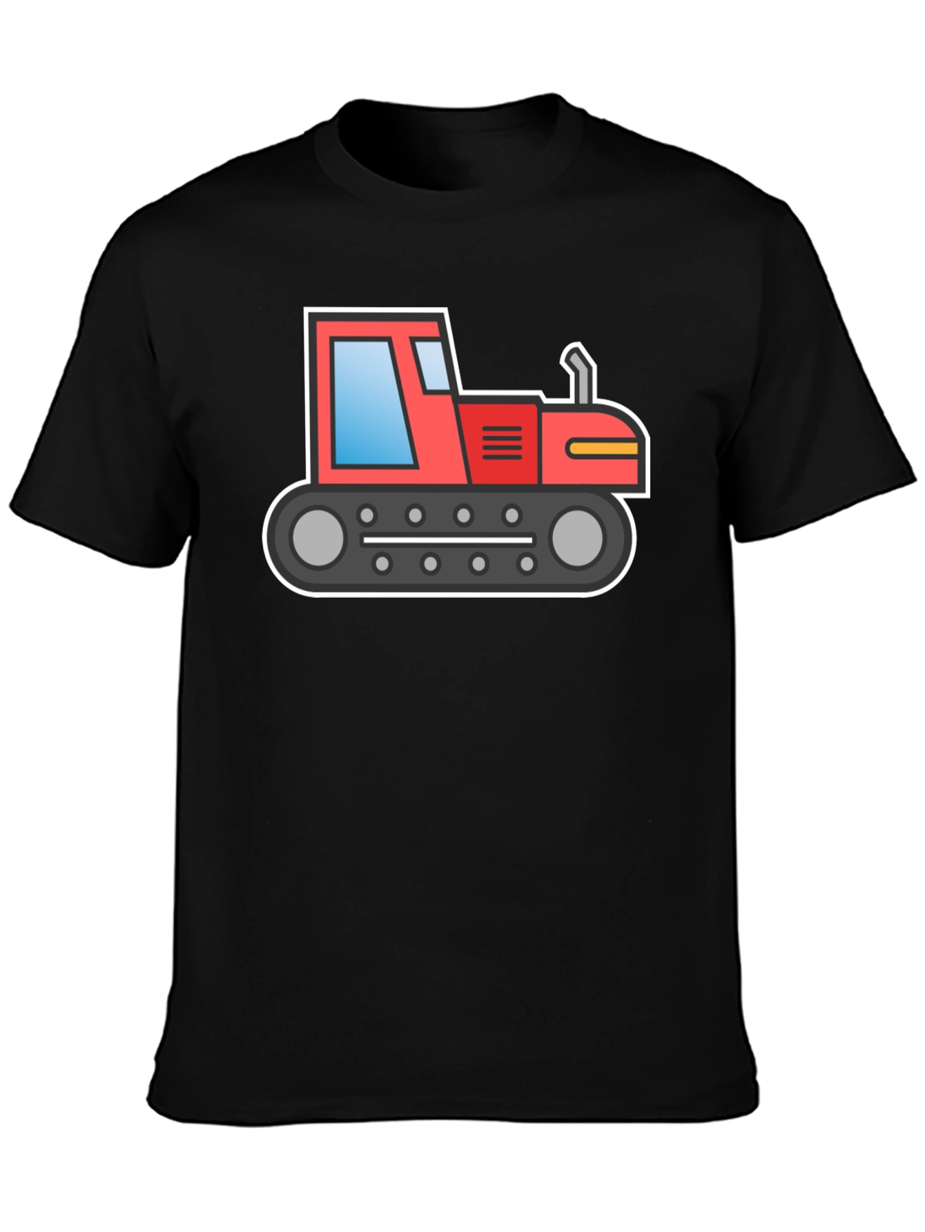 Black Cartoon Tractor Graphic T-Shirt view 3