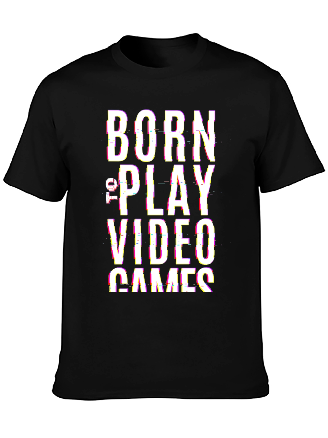 Black Born to Play Video Games Black T-Shirt view 3