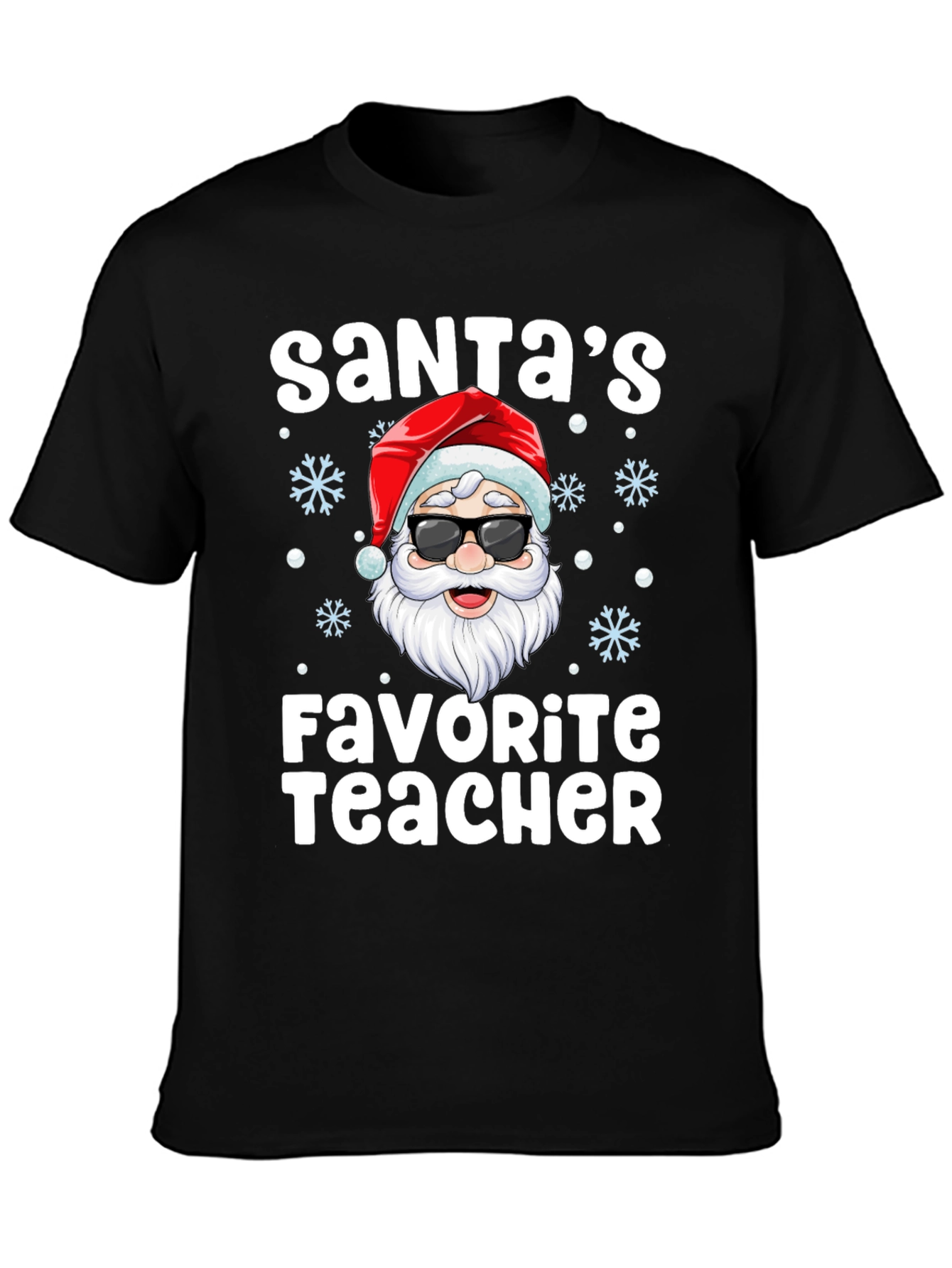 Black Santa's Favorite Teacher T-Shirt Christmas Holiday view 3