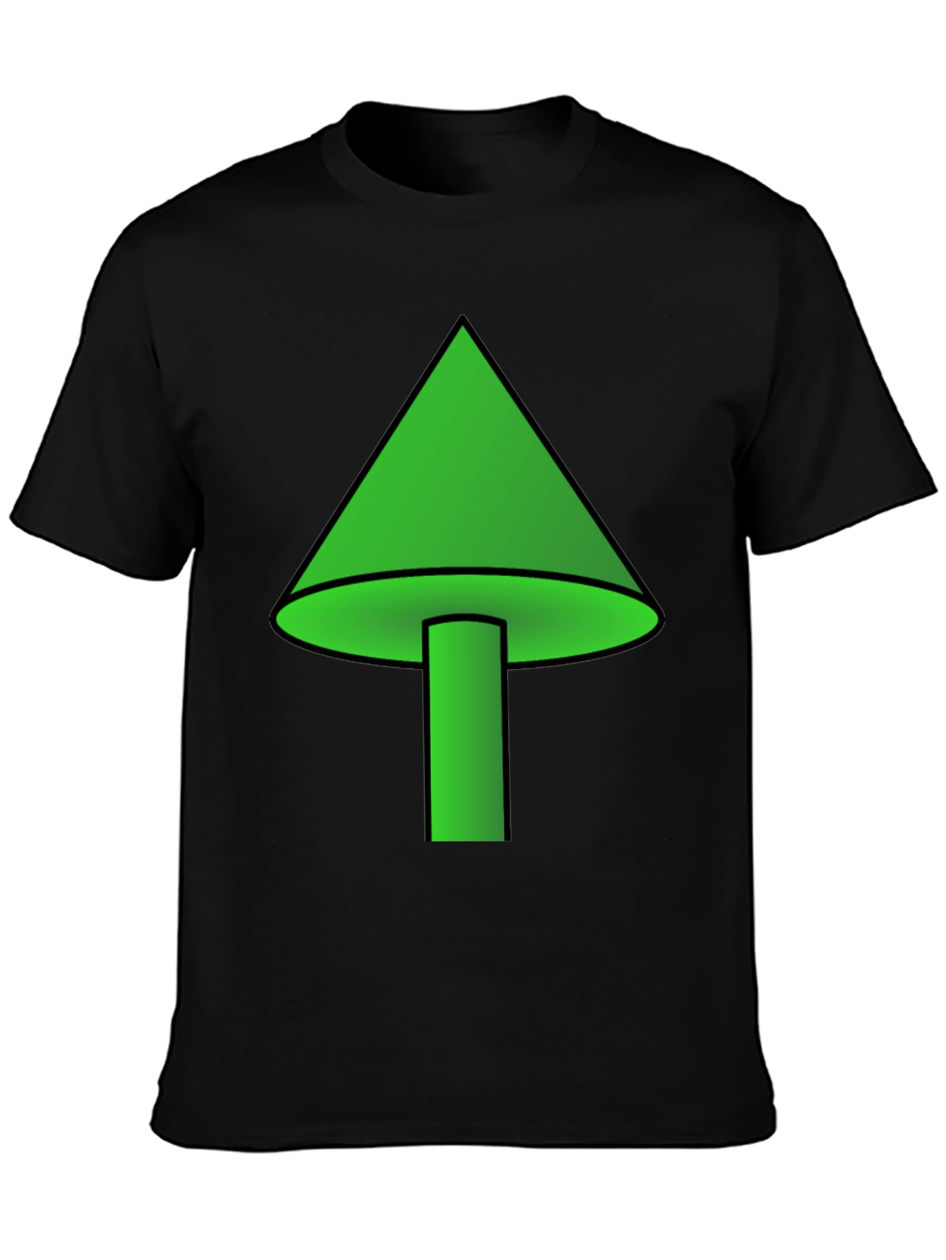 Black Green Mushroom Graphic T-Shirt - Casual Wear view 3
