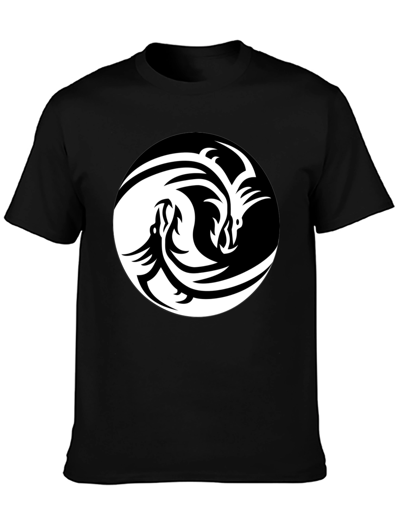 Black Yin Yang Dragon Graphic Tee - Black view 3