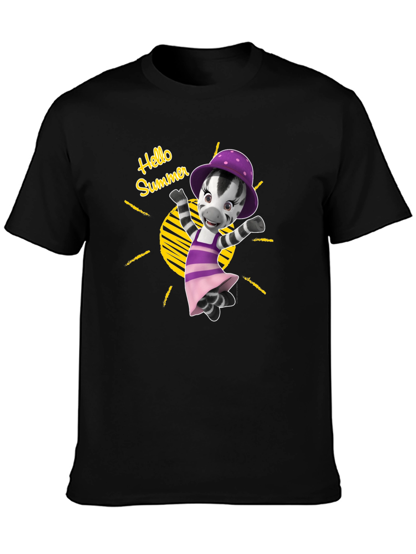 Black Hello Summer Zebra T-Shirt view 3