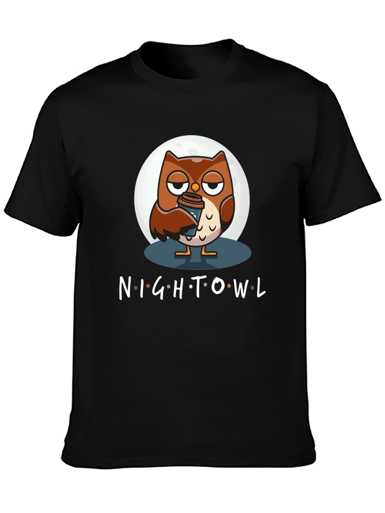 Black Night Owl Coffee T-Shirt - Black Cotton Blend view 3